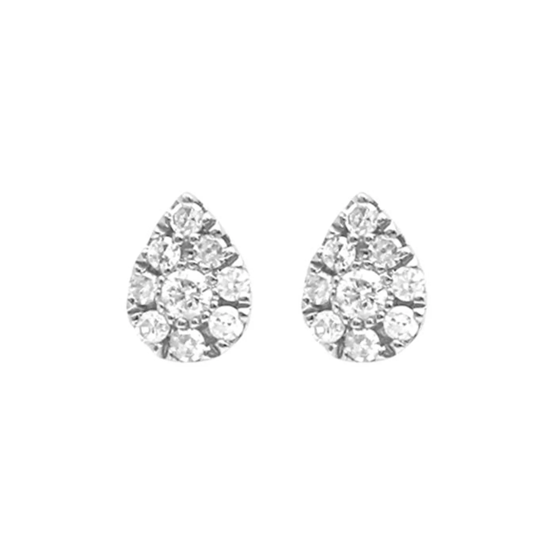 Djula Diamond Pear Stud Earrings in 18K White Gold