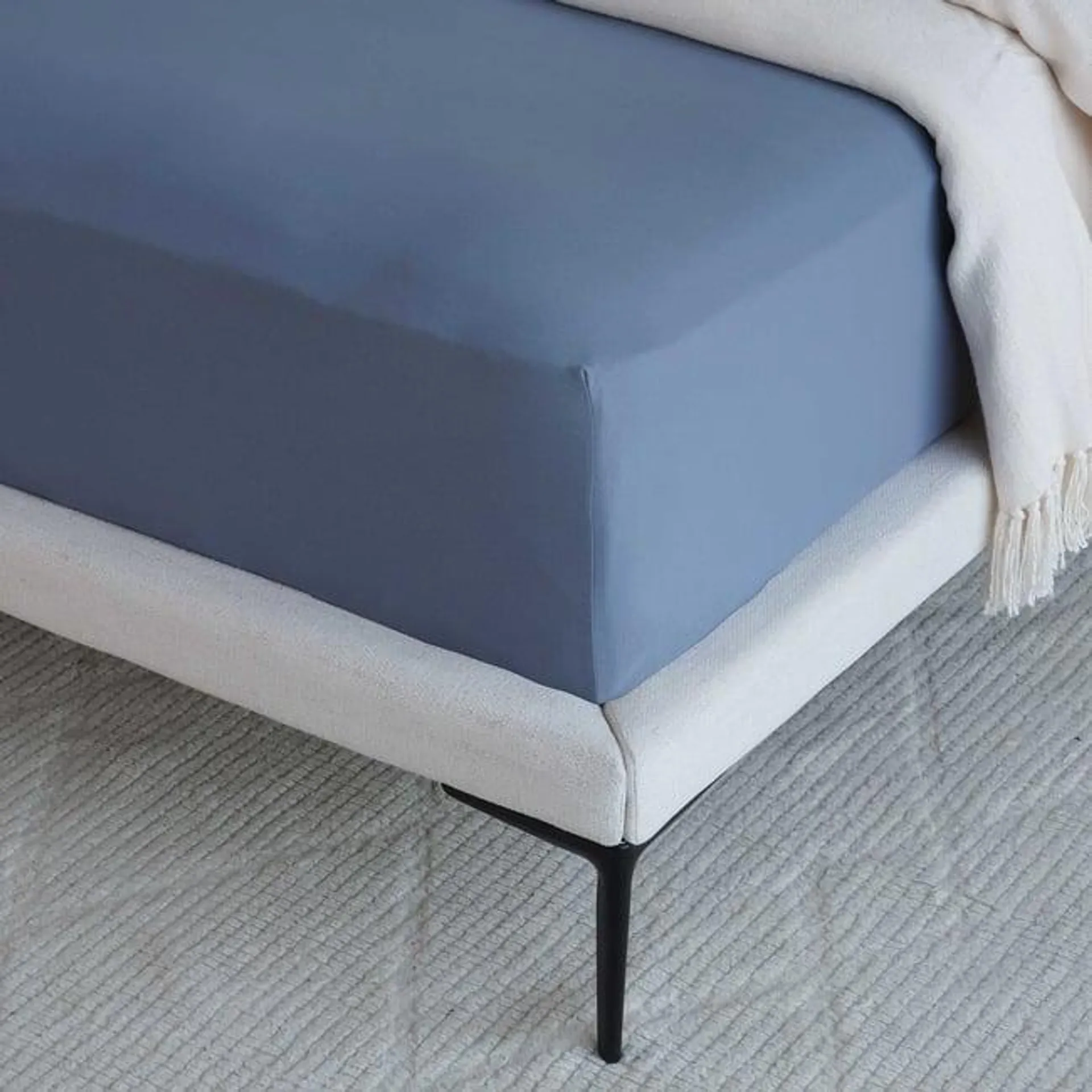 snug cotton jersey fitted sheet 120x200+33cm - mineral blue