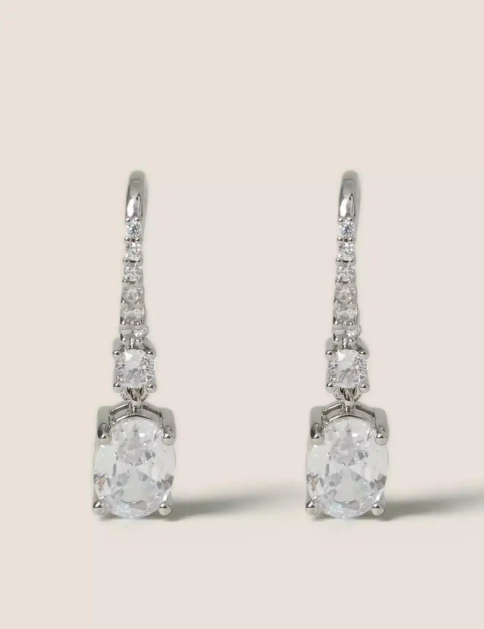 Platinum CZ Drop Earrings