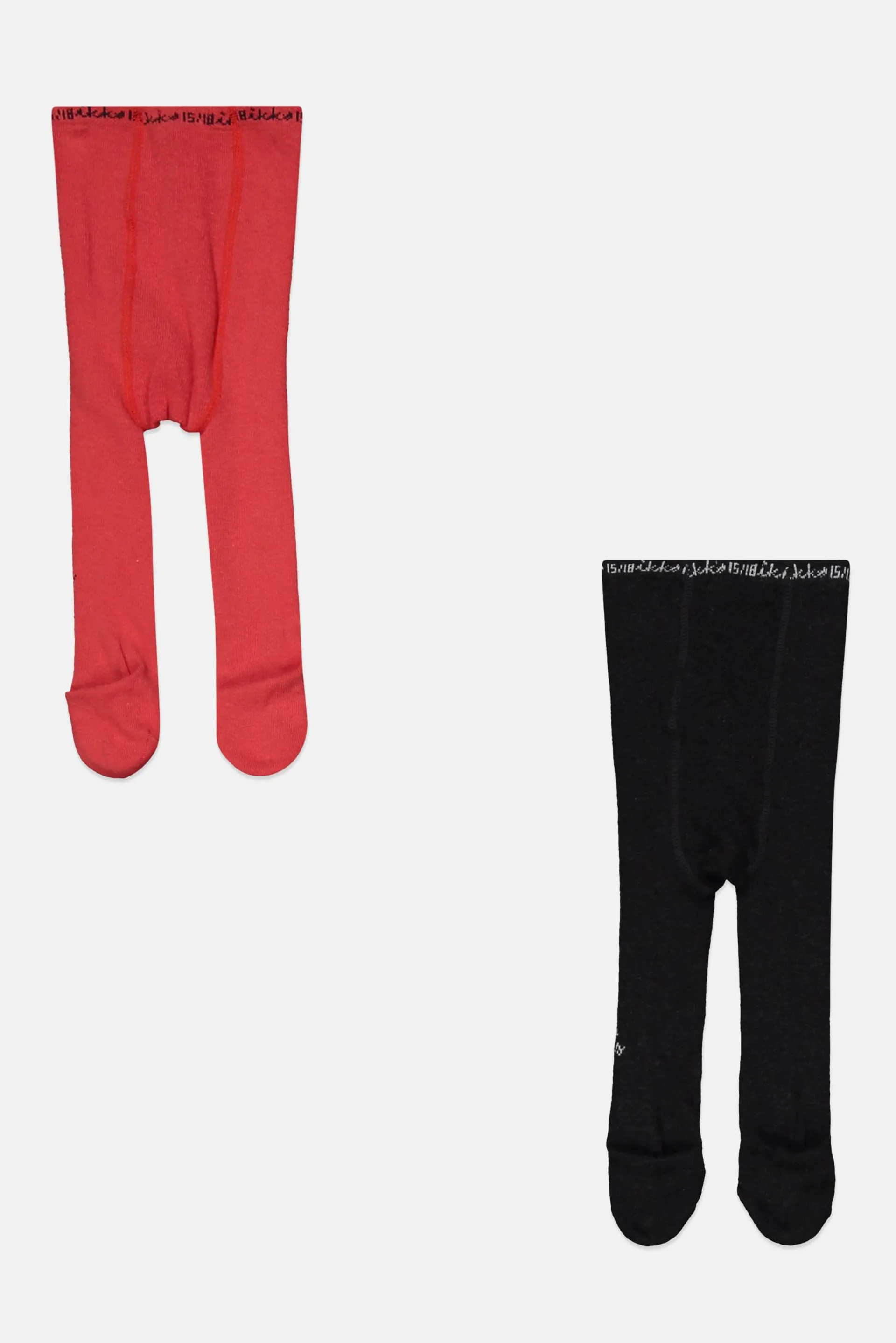 Toddlers Girl 2 Pack Embroidered Logo Pull On Tights, Red/Black