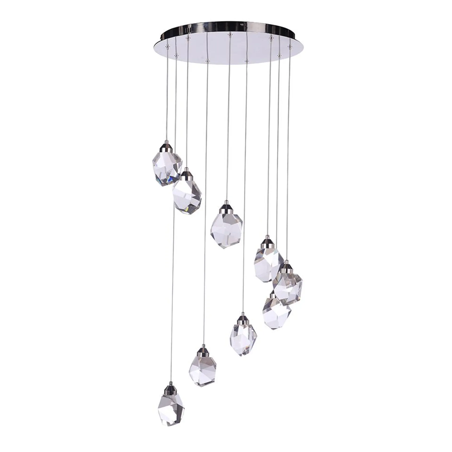 Euclid 9 Light LED Chandelier - Polished Nickel