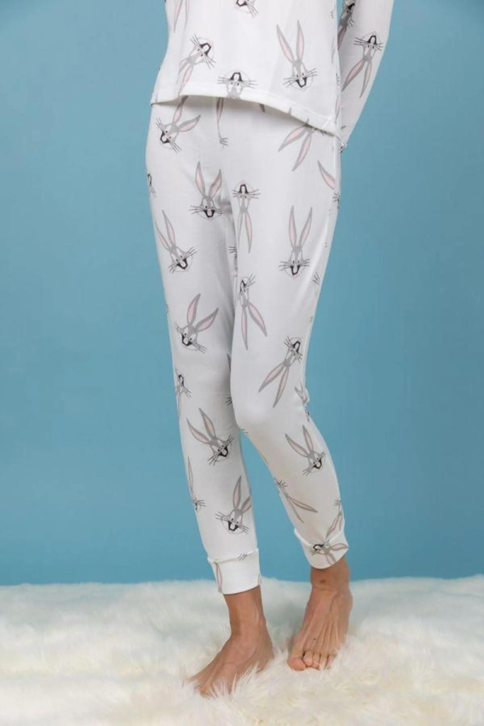 Ladies White Printed Bugs Mix & Match Pant