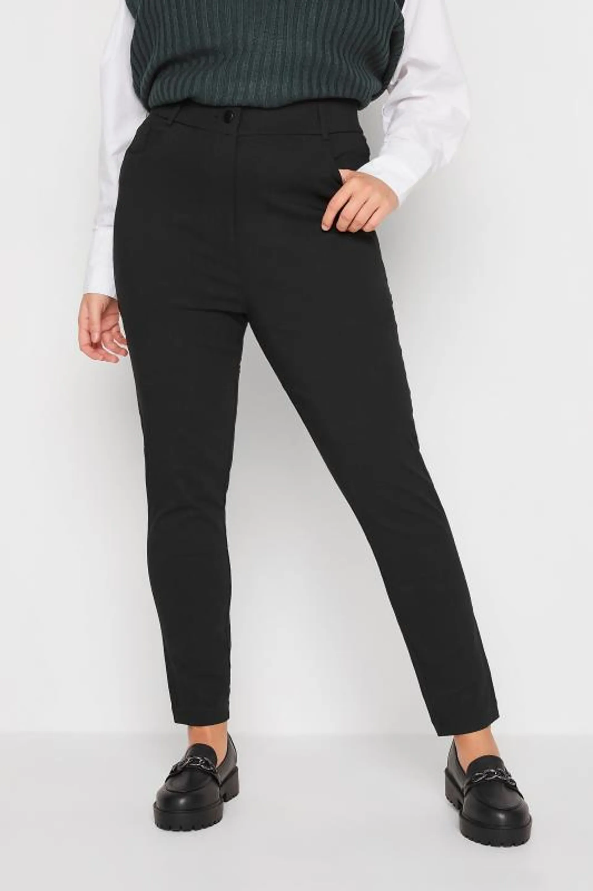YOURS Curve Black Bengaline Slim Leg Stretch Trousers