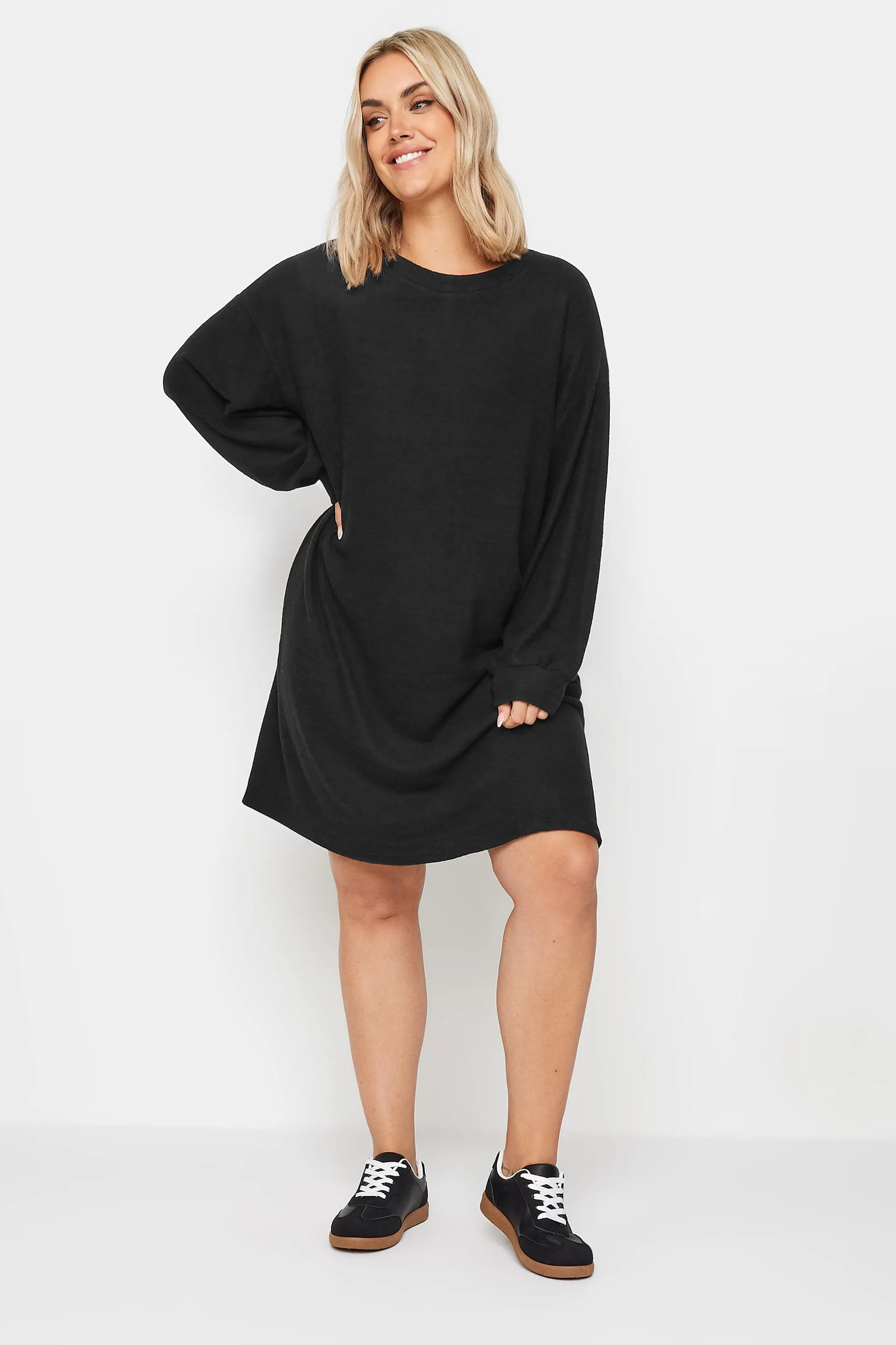 YOURS Curve Black Soft Touch Knitted Jumper Dress