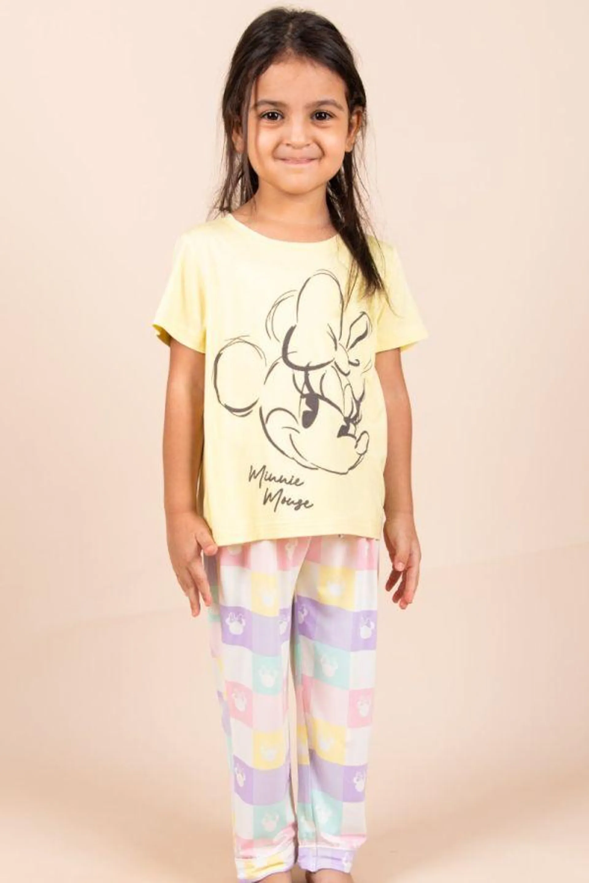 Girls Lemon Minnie Check PJ