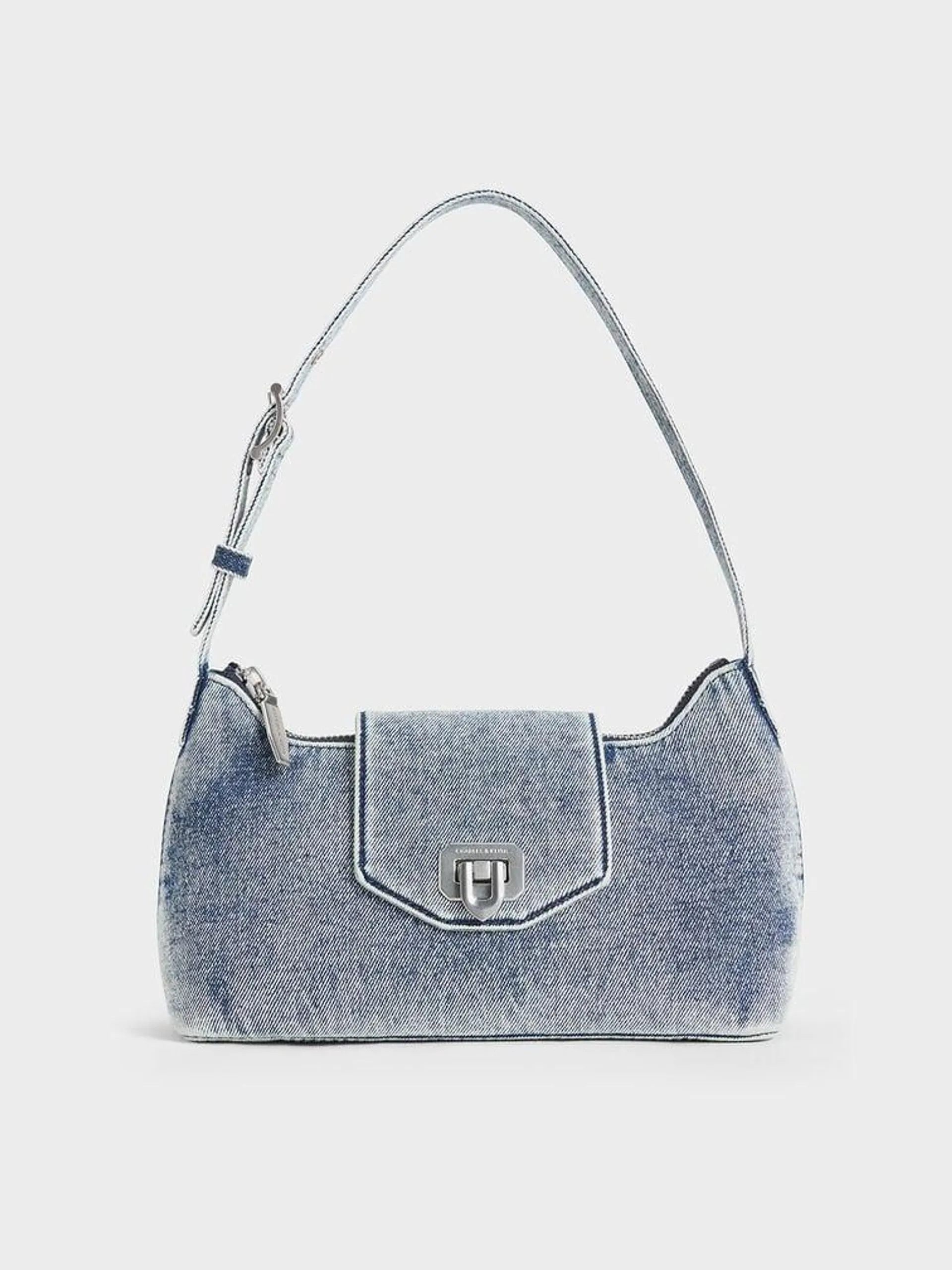 Arwen Denim Belted Shoulder Bag