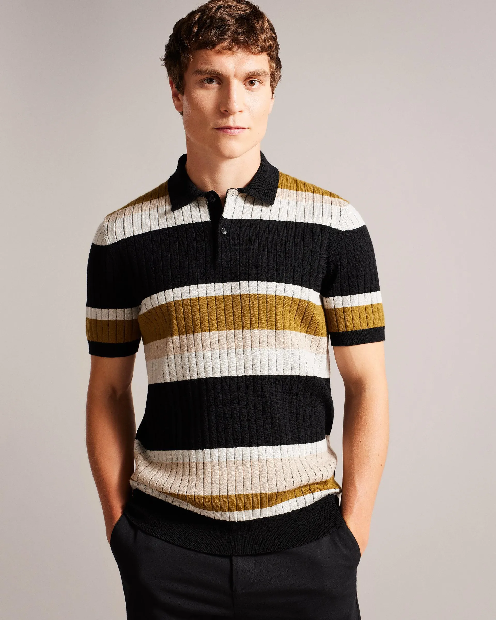 Short Sleeve Striped Polo Shirt