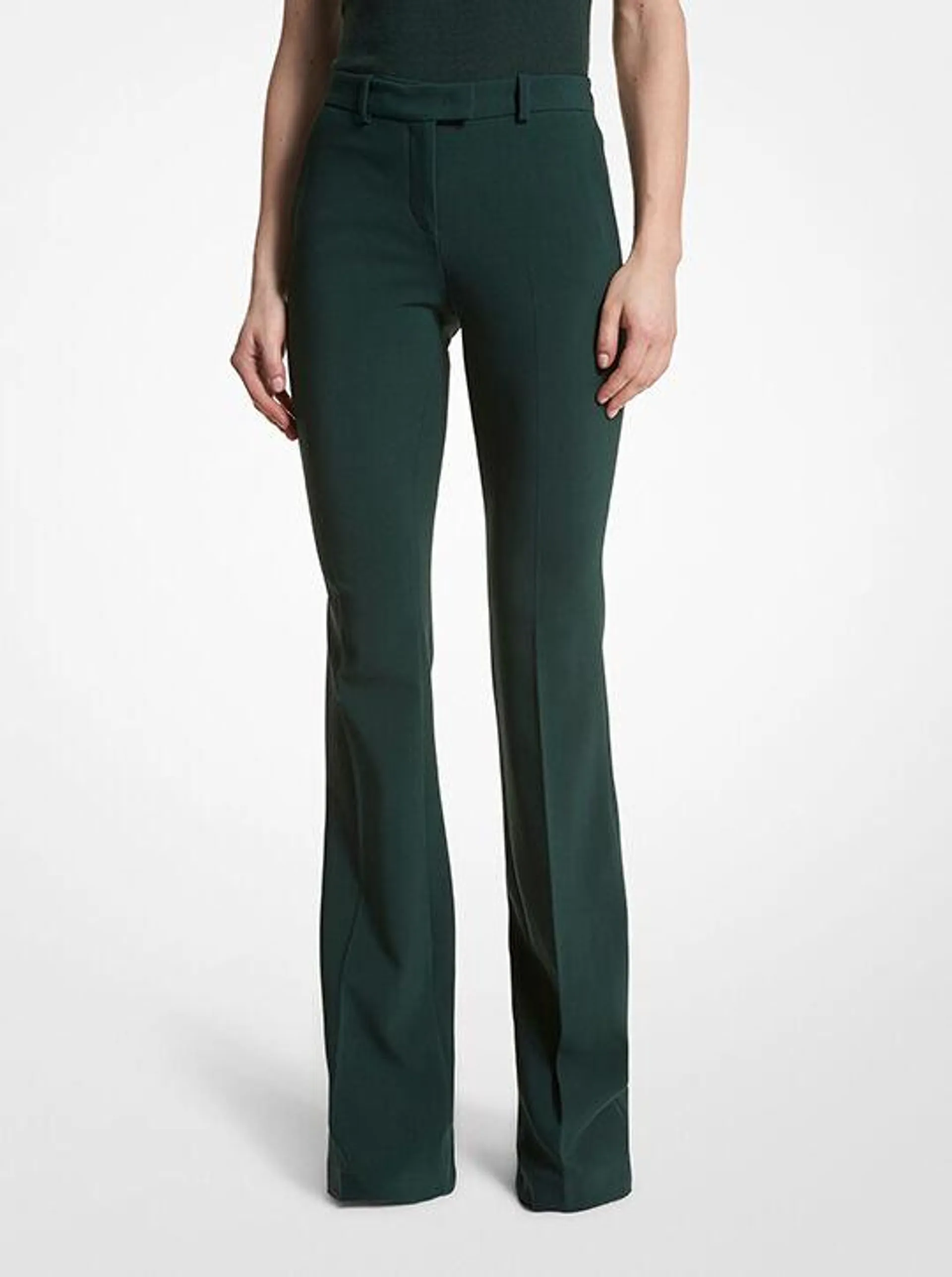 Haylee Stretch Pebble Crepe Flared Trousers