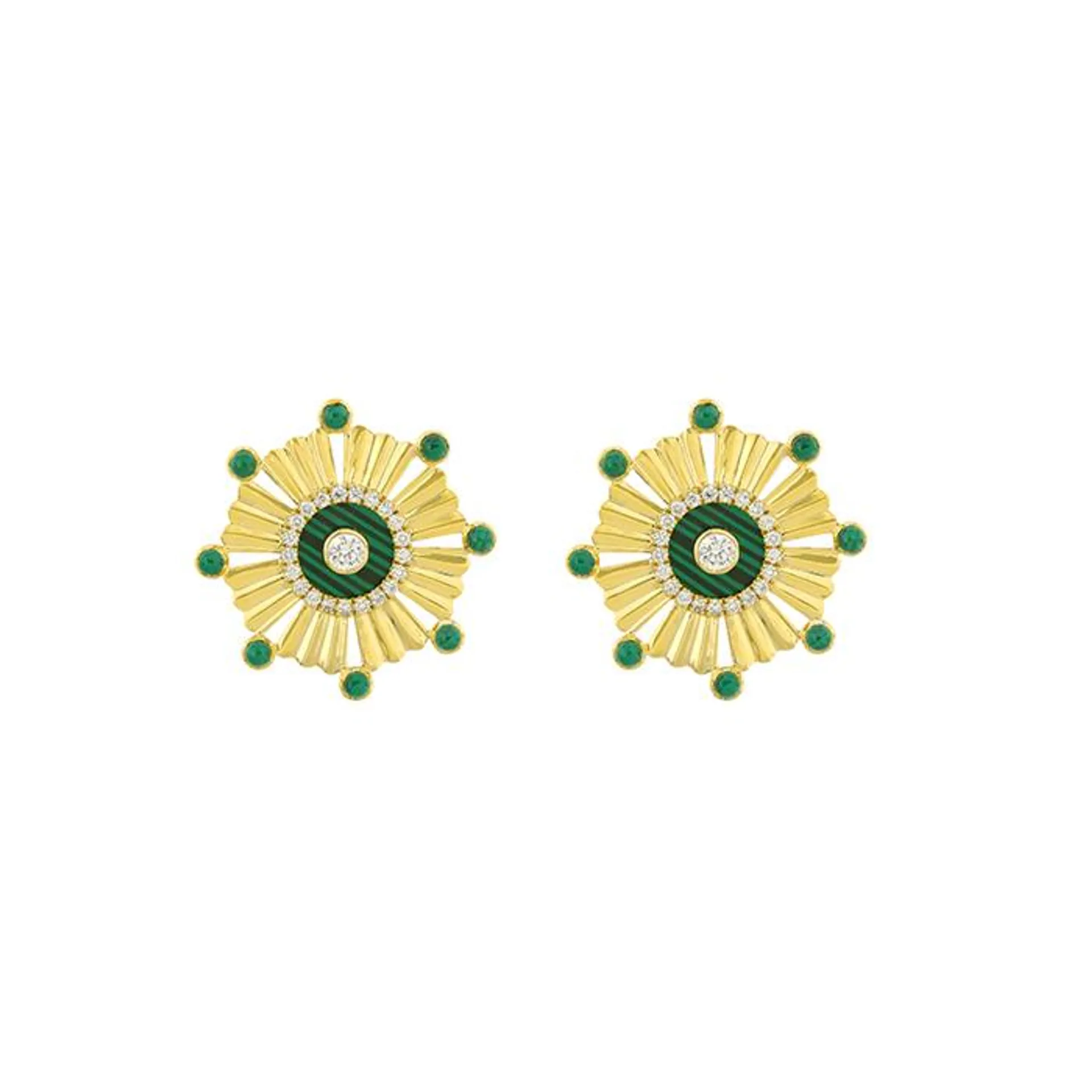 Farfasha Sunkiss Beads 18k Gold Malachite and Diamond Earrings