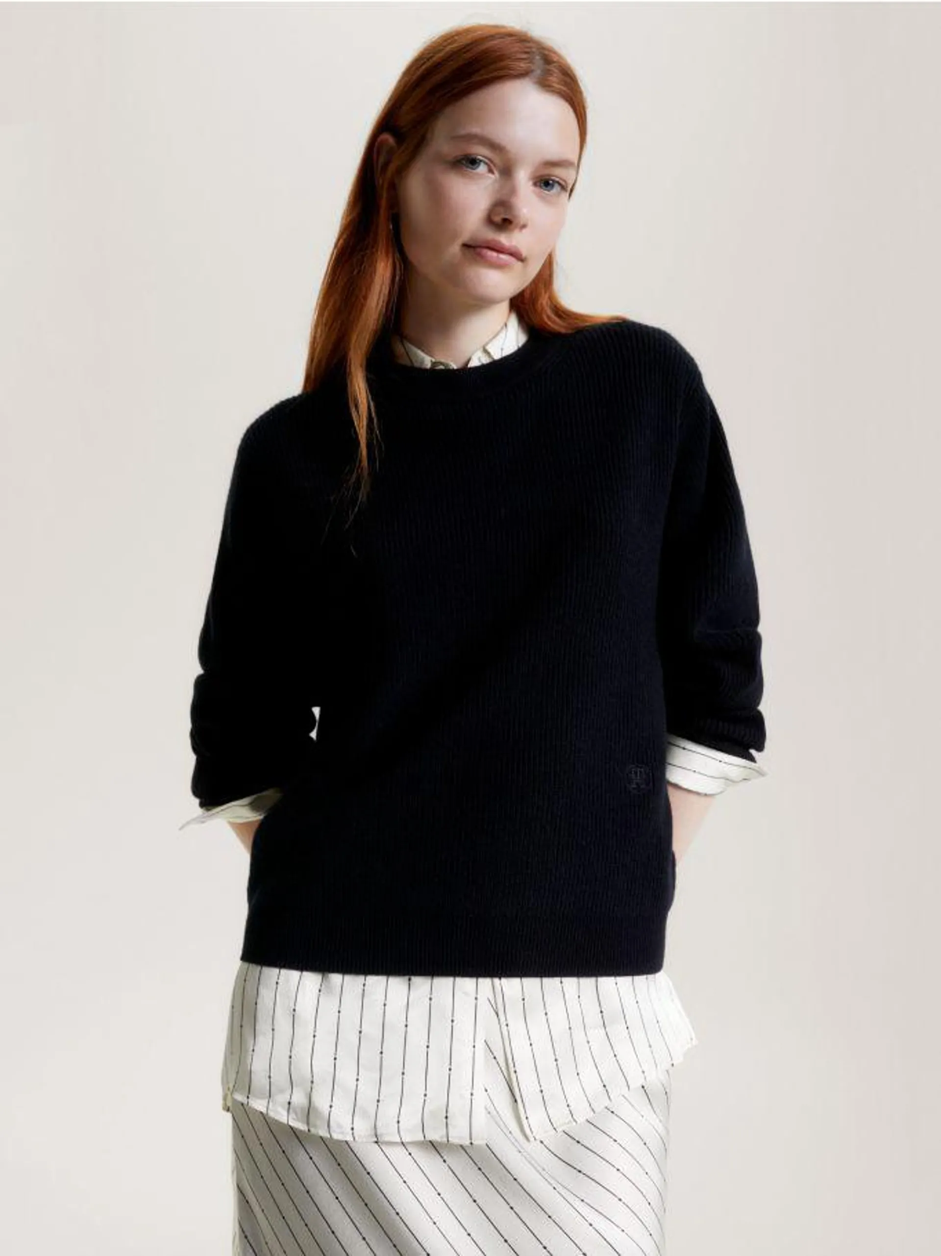 Wool Cashmere Ribbed Relaxed Jumper