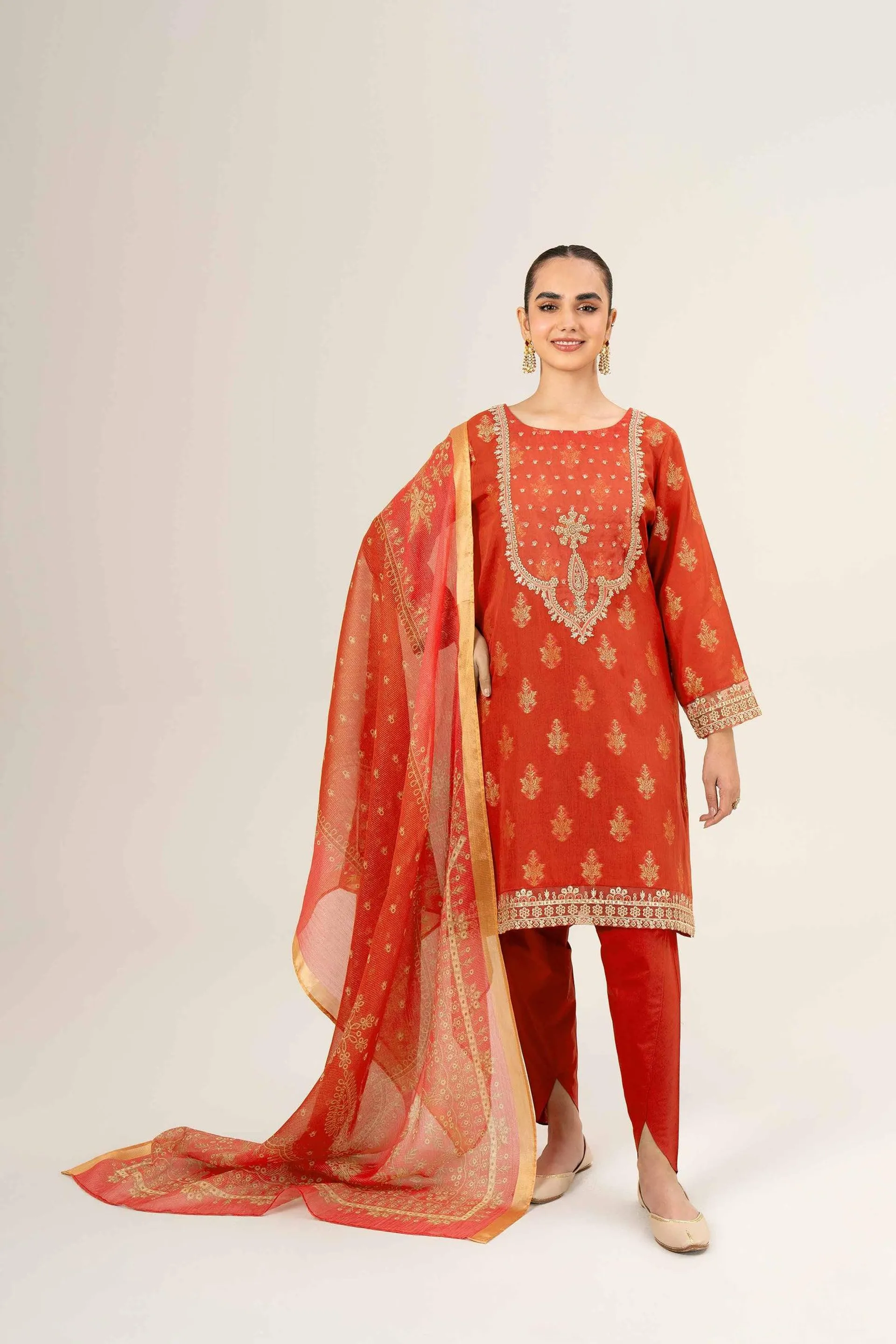 3 Piece - Jacquard Embroidered Suit - 42401928