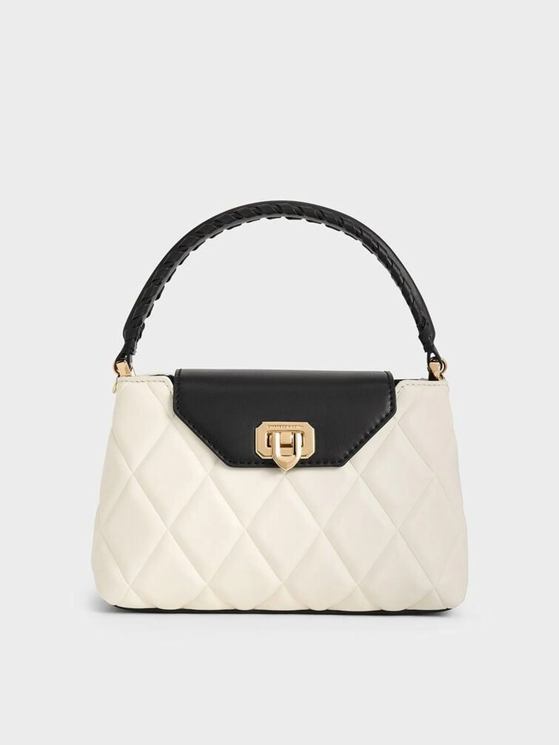 Arwen Quilted Braided-Strap Top Handle Bag