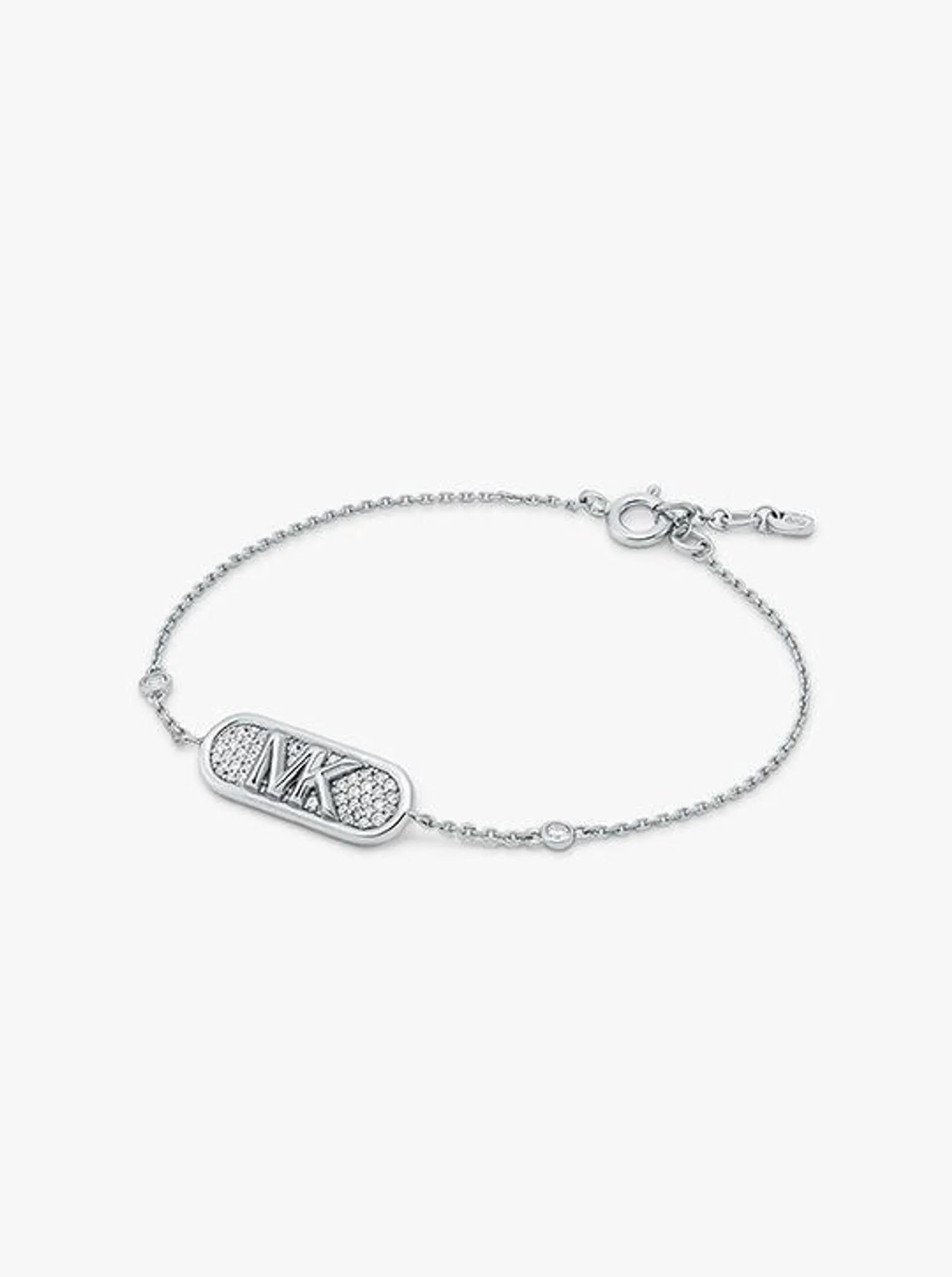 Pavé Precious Metal-Plated and Sterling Silver Empire Logo Bracelet