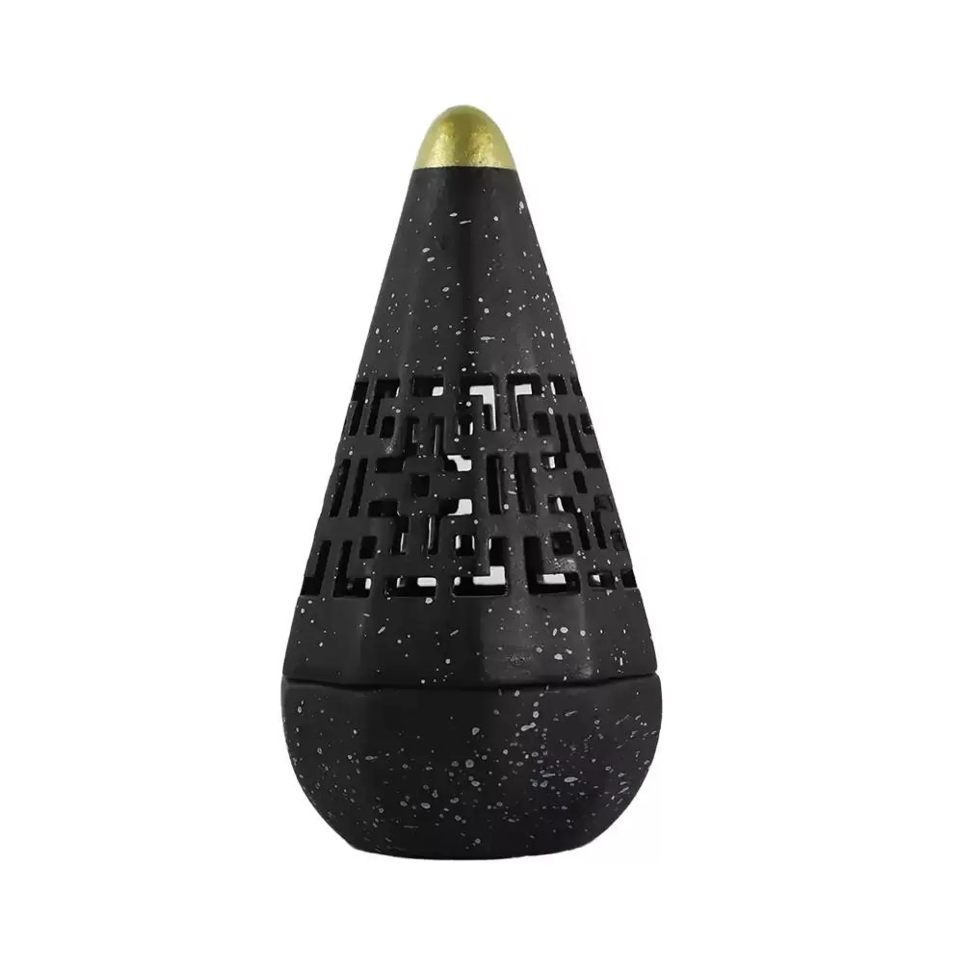 Arabic Cone Shape Ceramic Incense Bakhroor Burner With Steel Plate- Black