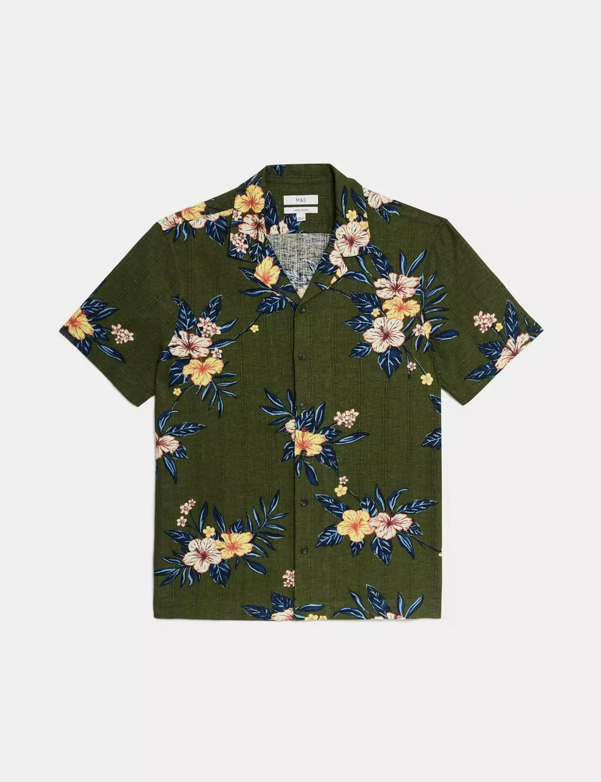 Easy Iron Linen Blend Floral Shirt