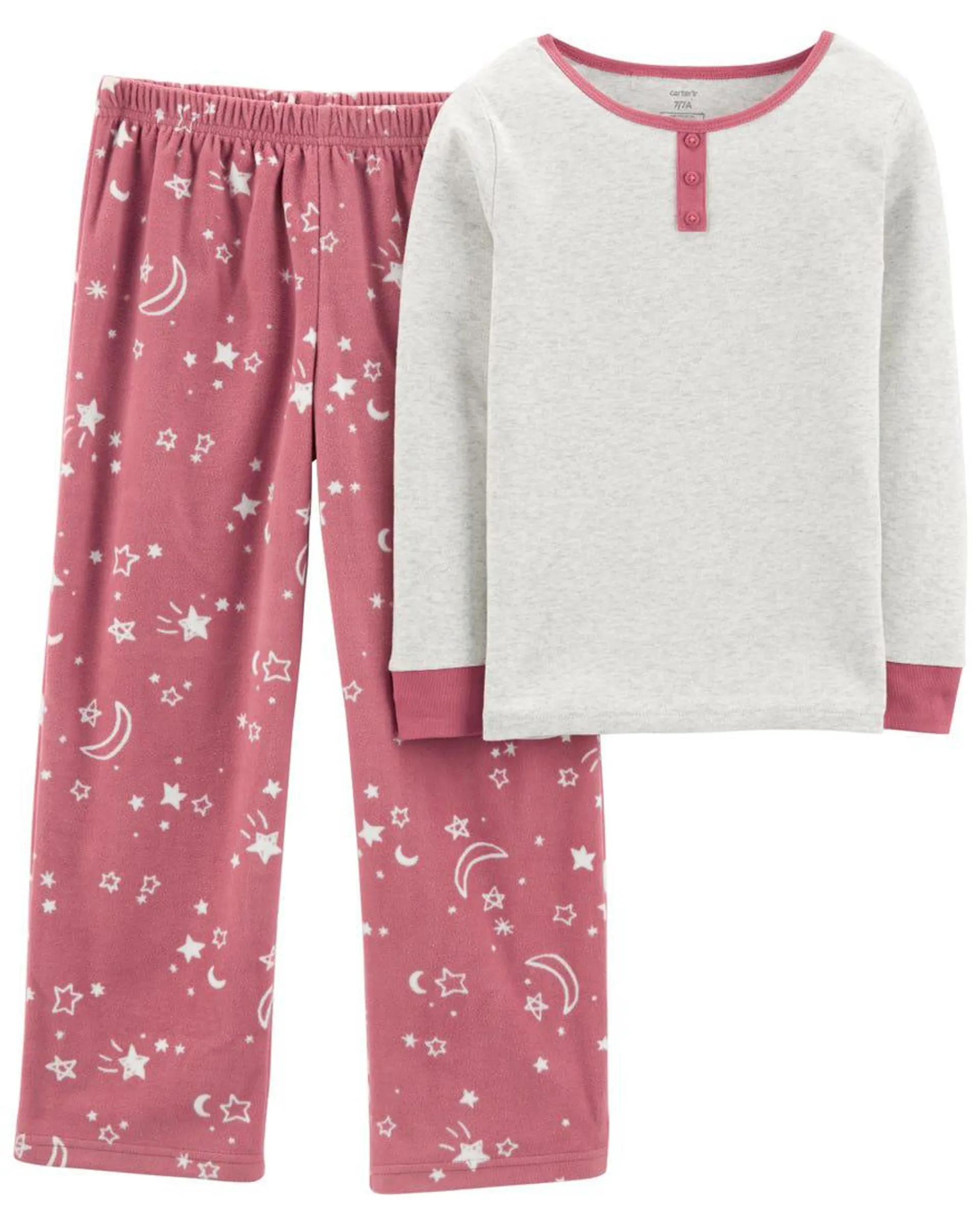 2-Piece Moon Cotton & Fleece PJs