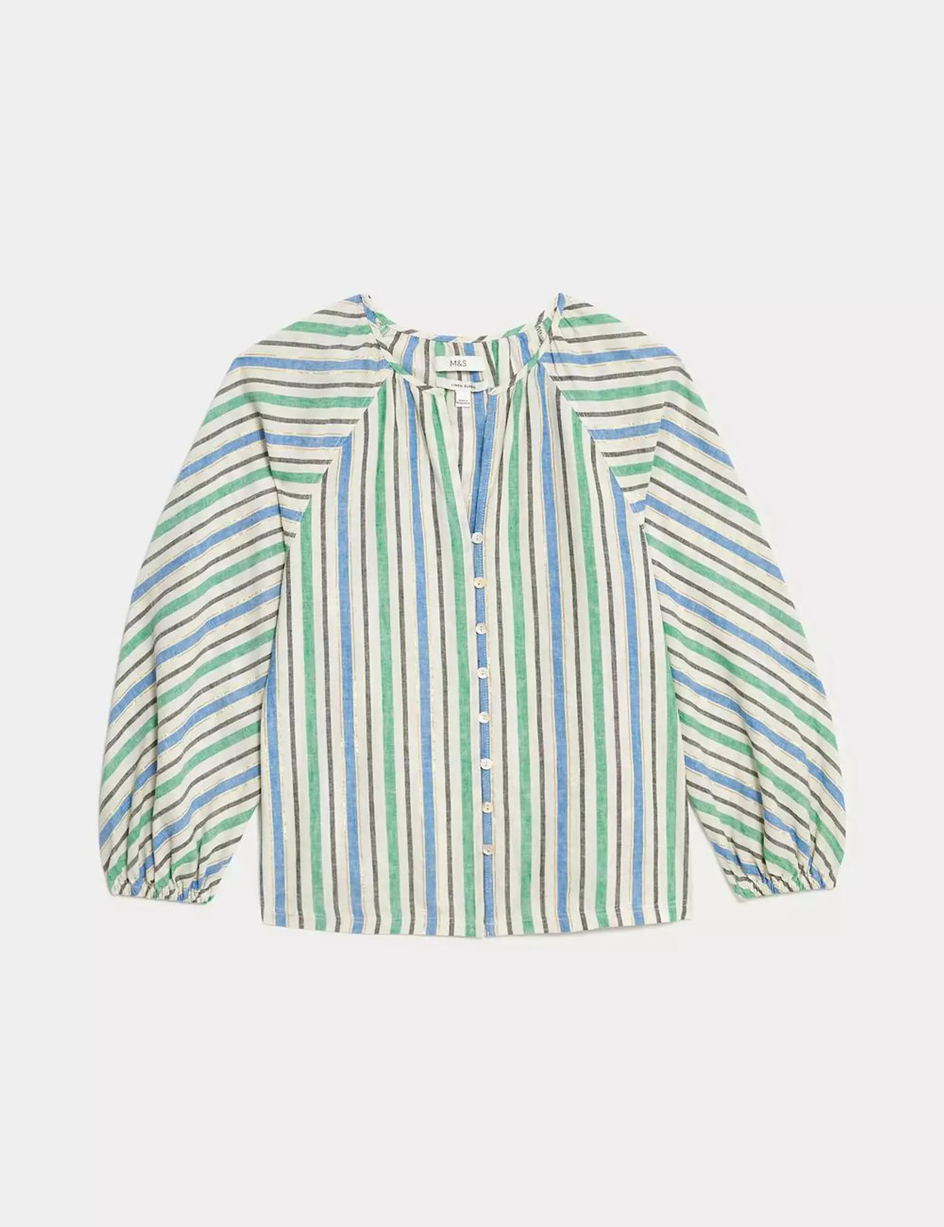 Linen Blend Striped Blouse