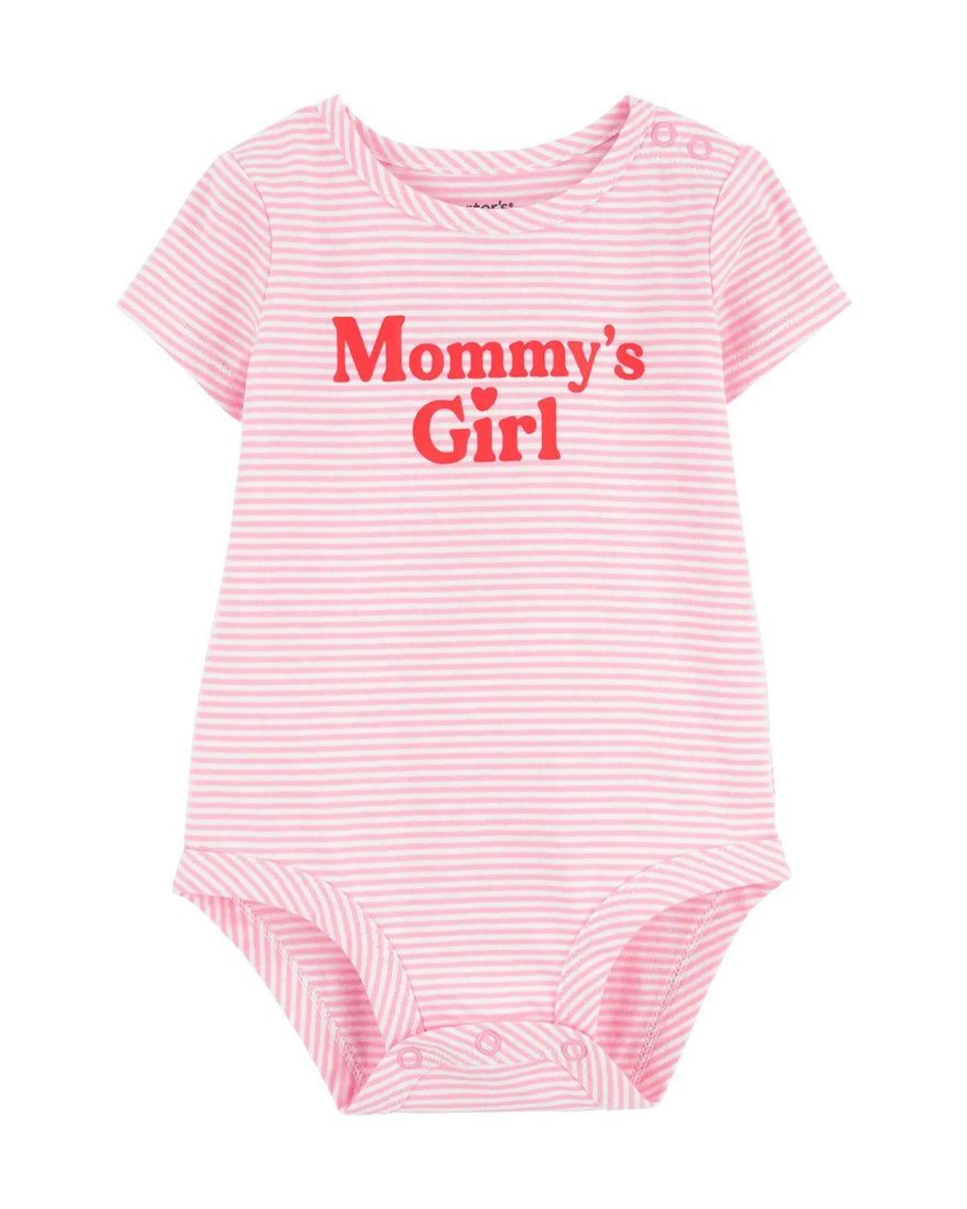 Stripe and Slogan Print Bodysuit - Pink