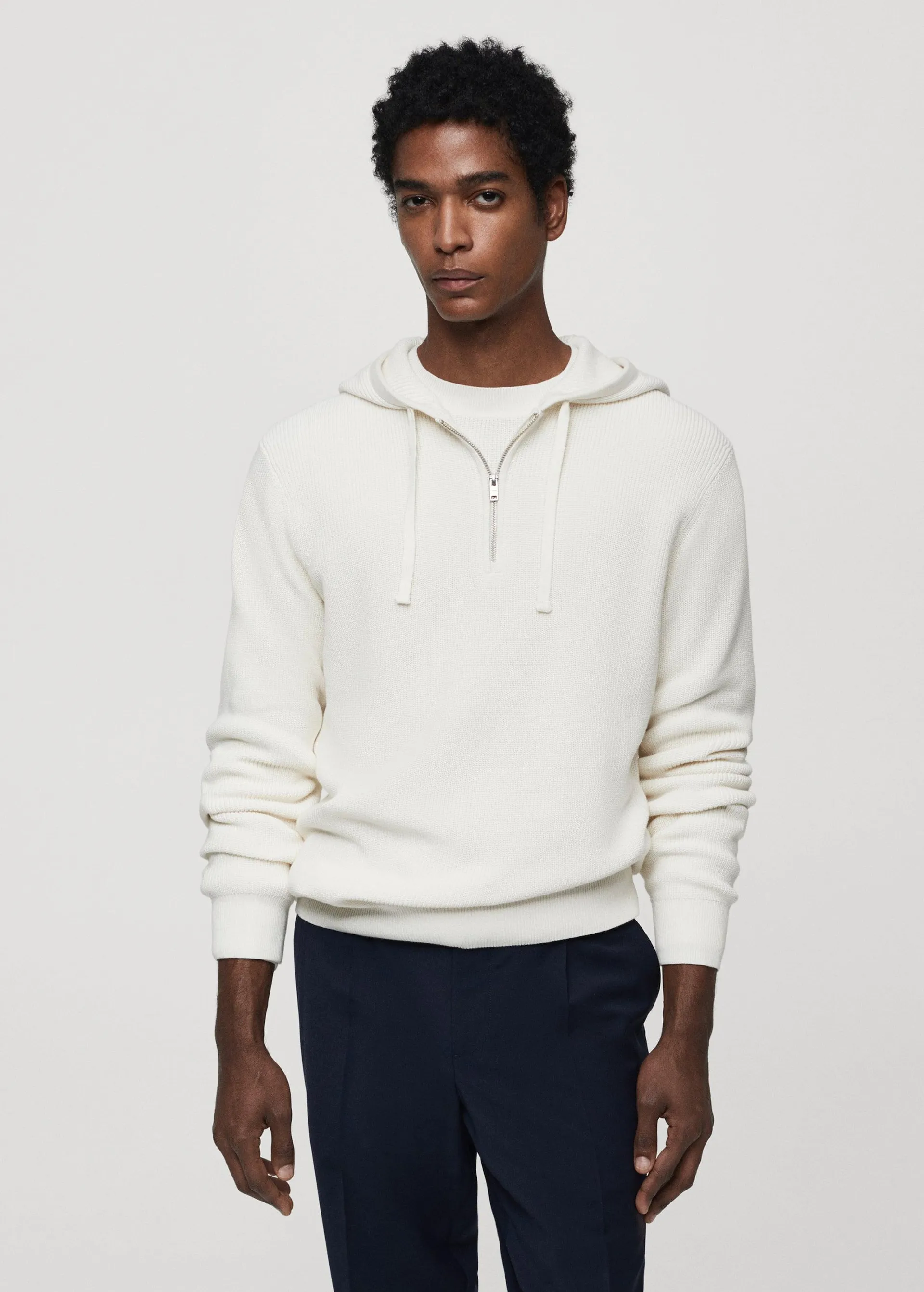 Hooded knit sweatshirt