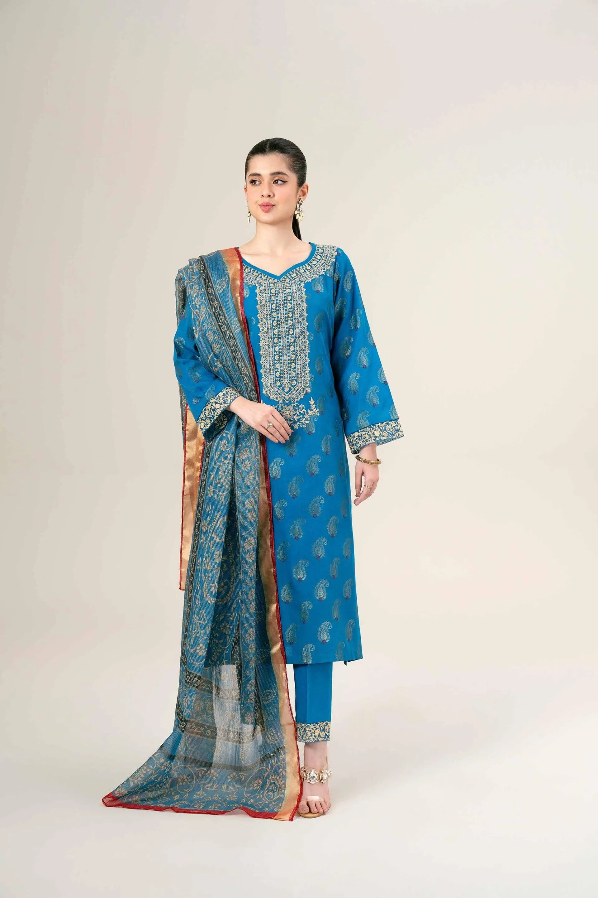 3 Piece - Jacquard Embroidered Suit - 42401929