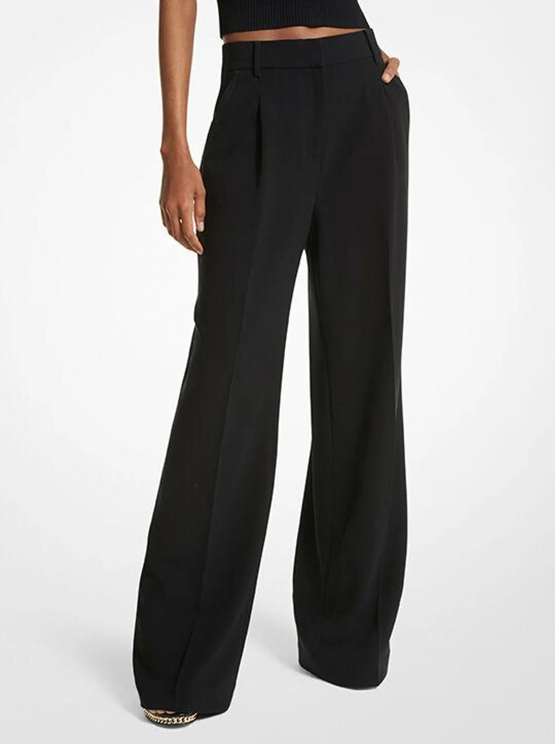 Crepe Wide-Leg Pants