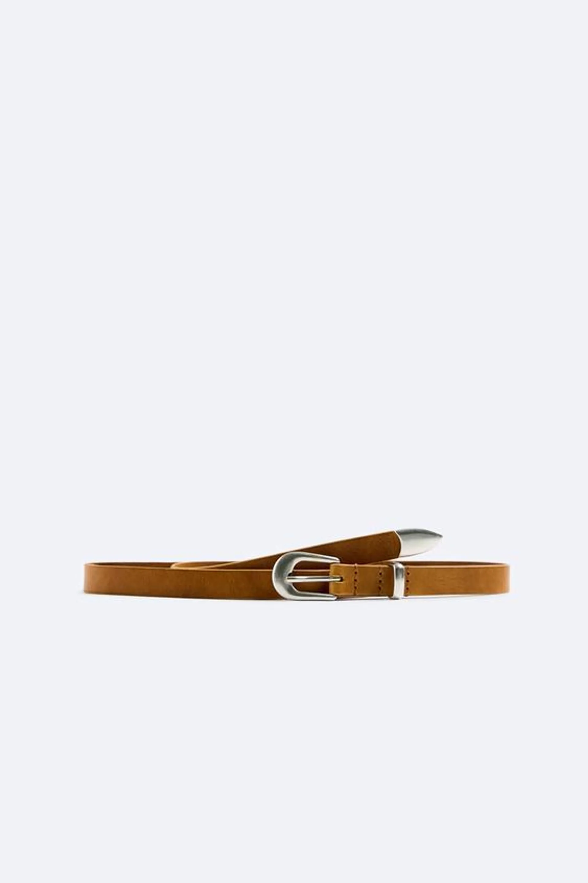 LEATHER BELT WITH METALLIC FINISH