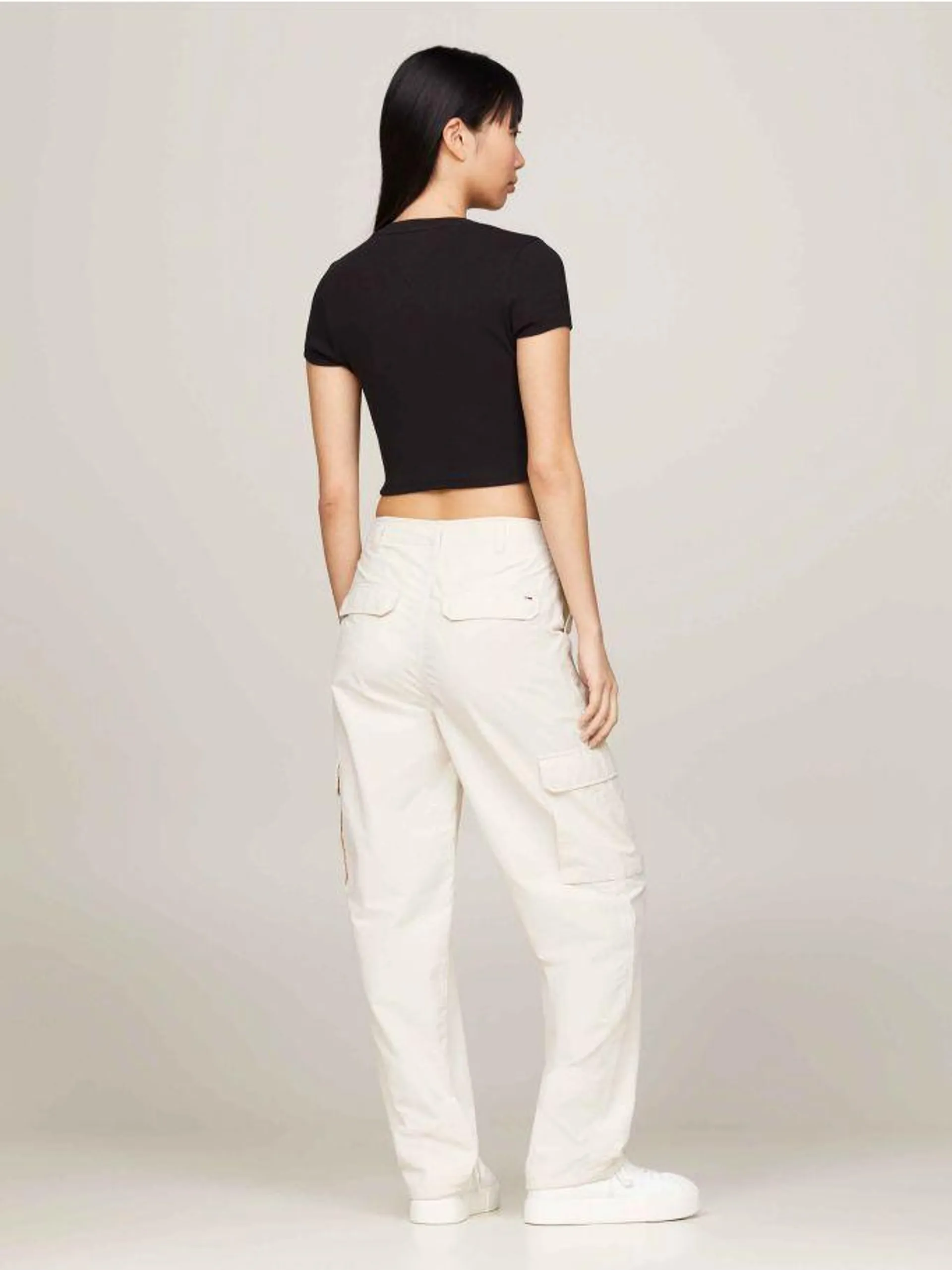 Gathered Side Rib-Knit Crop Top