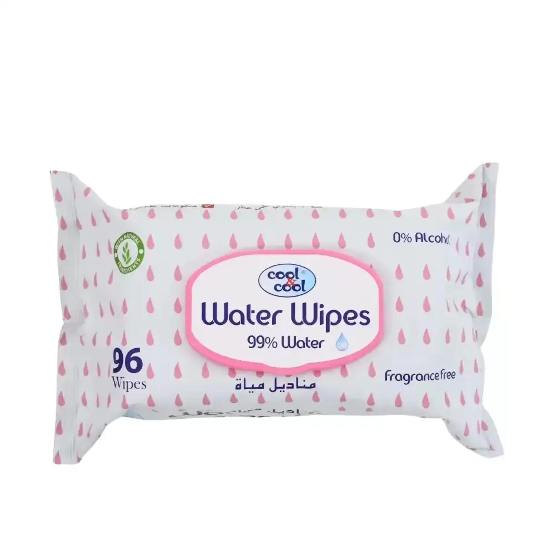 Cool and Cool Ultra Sensitive Fragrance Free Water Wipes With 0 percent Alcohol- 96 Wipes