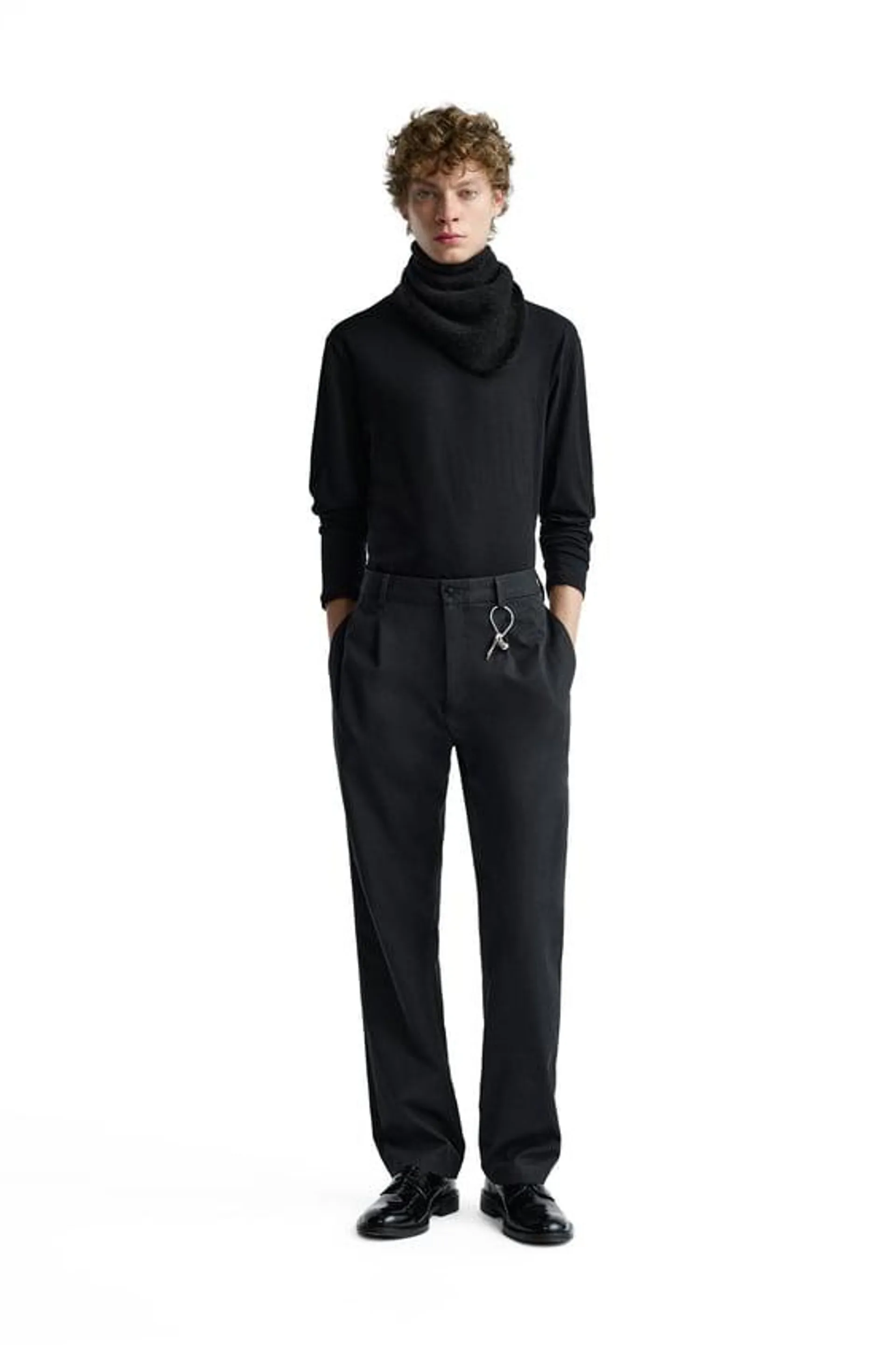 STRAIGHT-LEG PLEATED TROUSERS