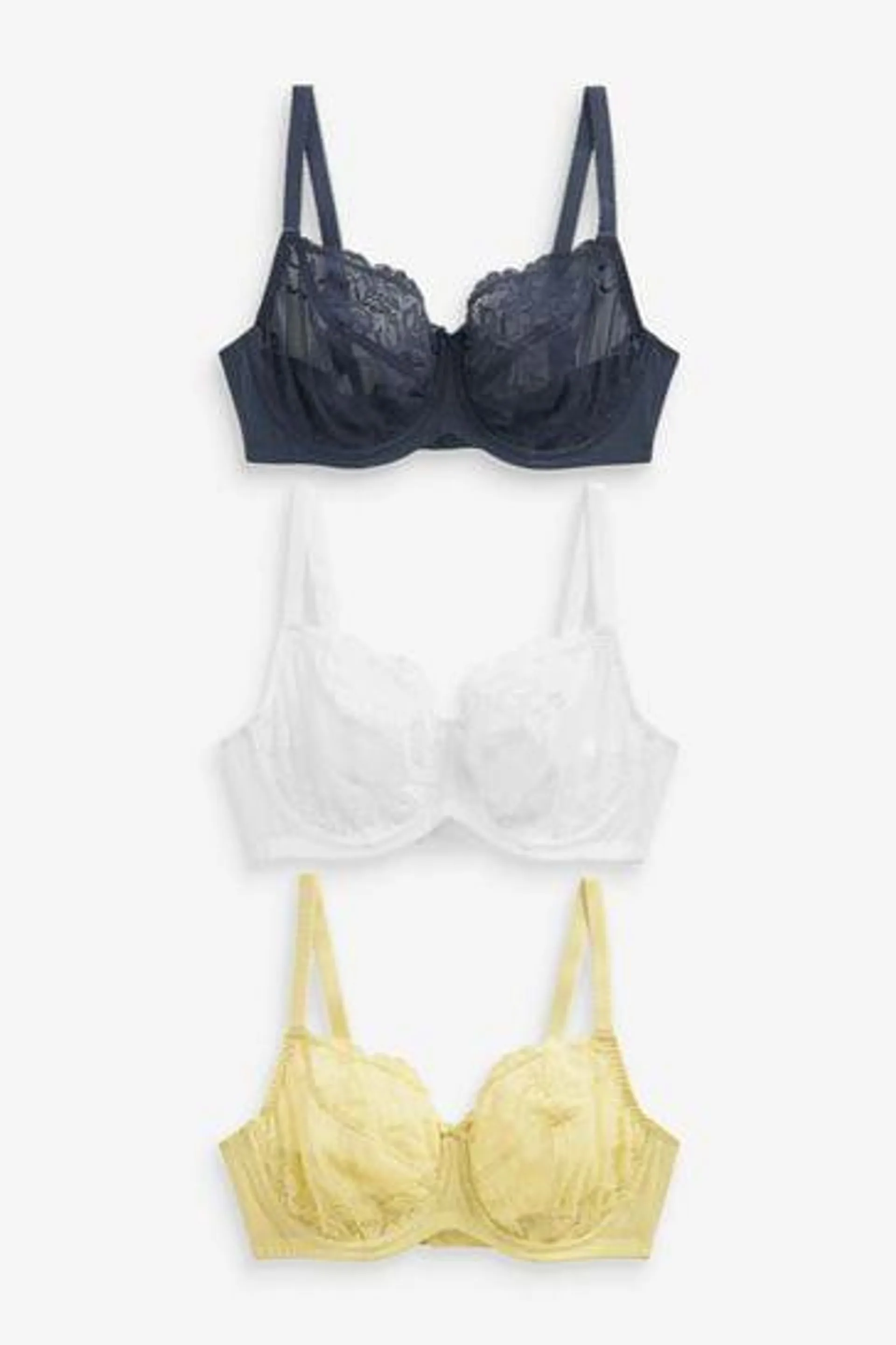 DD+ Non Pad Lace Balcony Bras 3 Pack