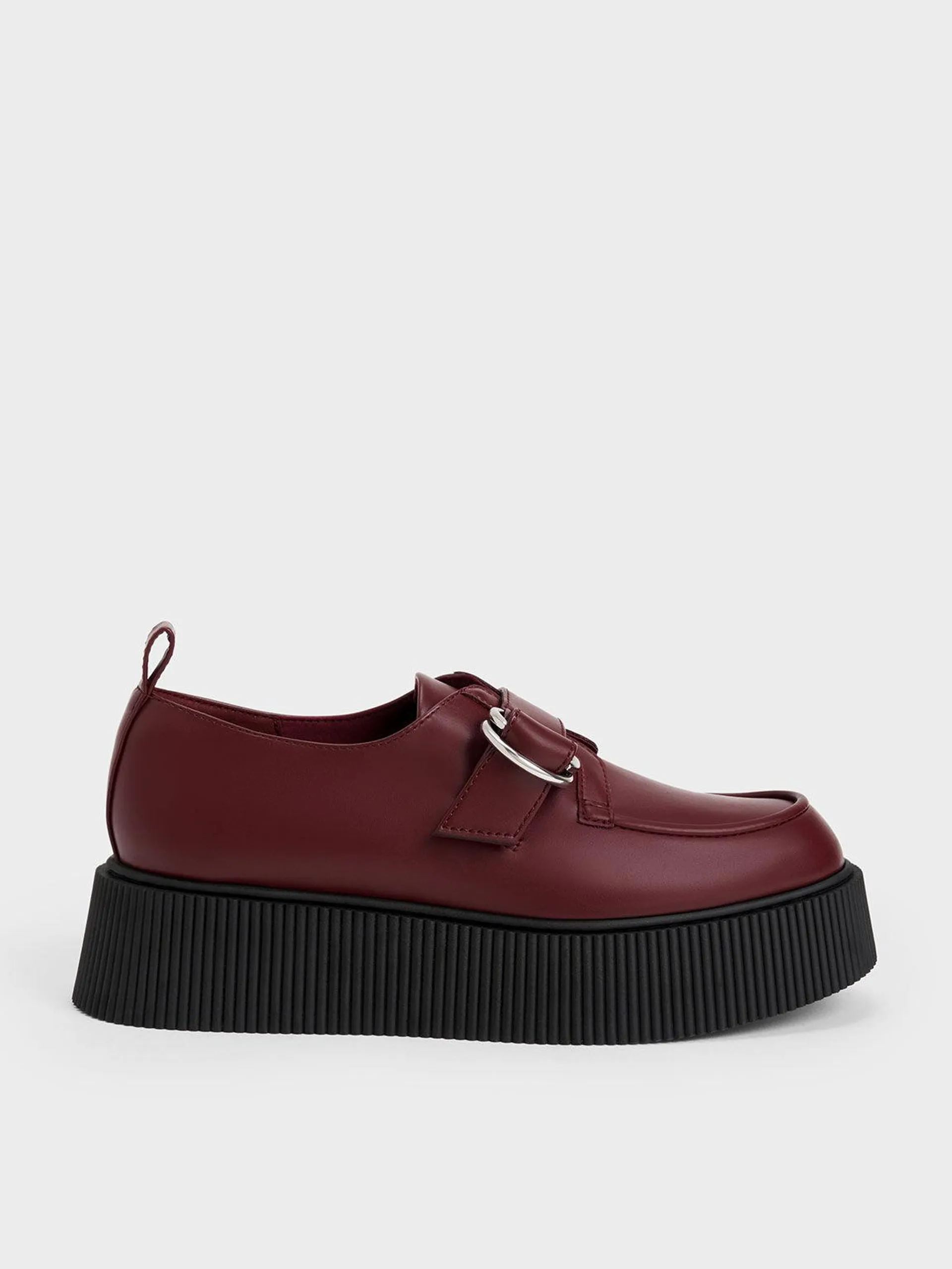 Cordova Buckled Platform Loafers - Burgundy