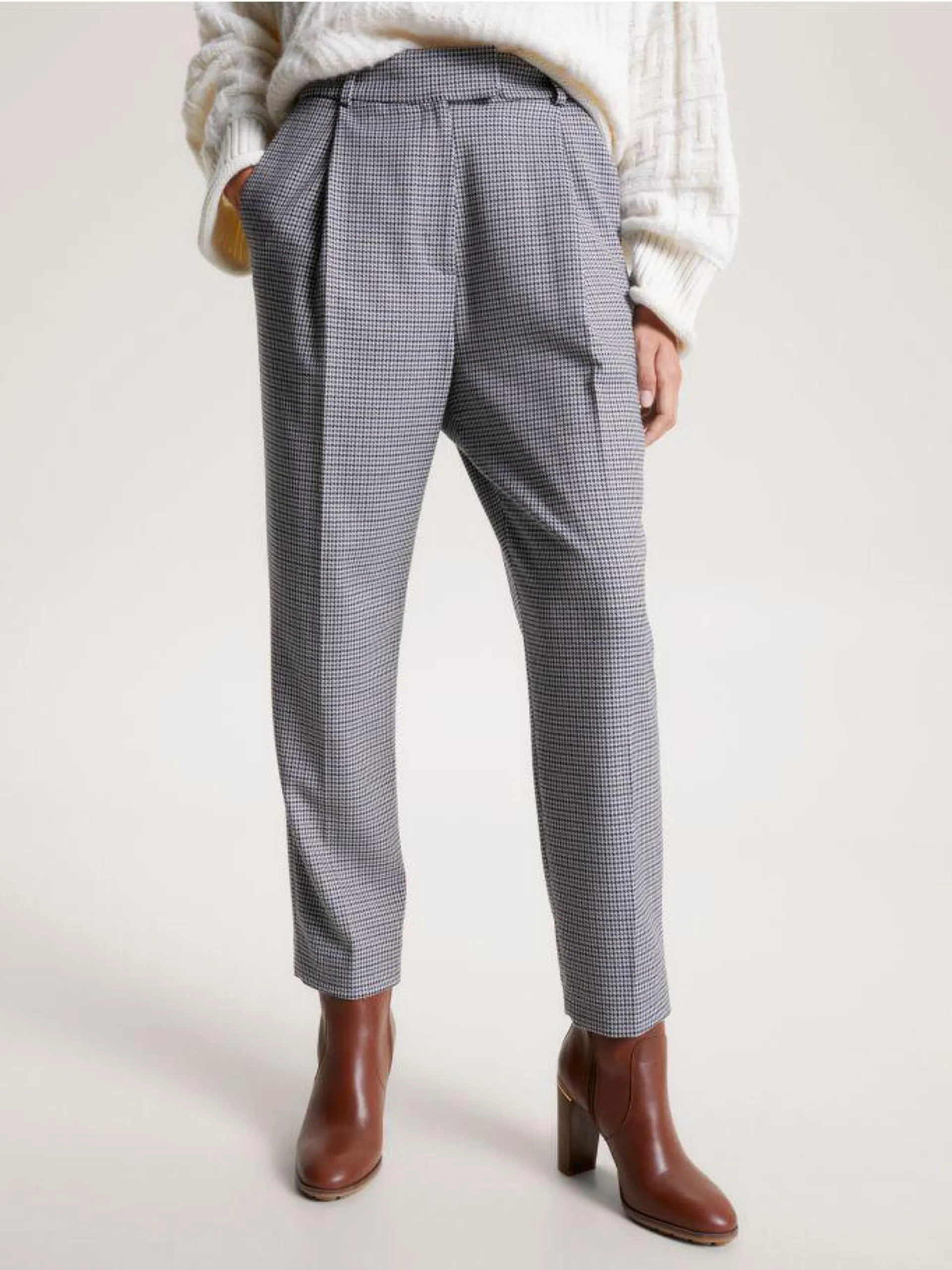 Check Relaxed Fit Tapered Trousers