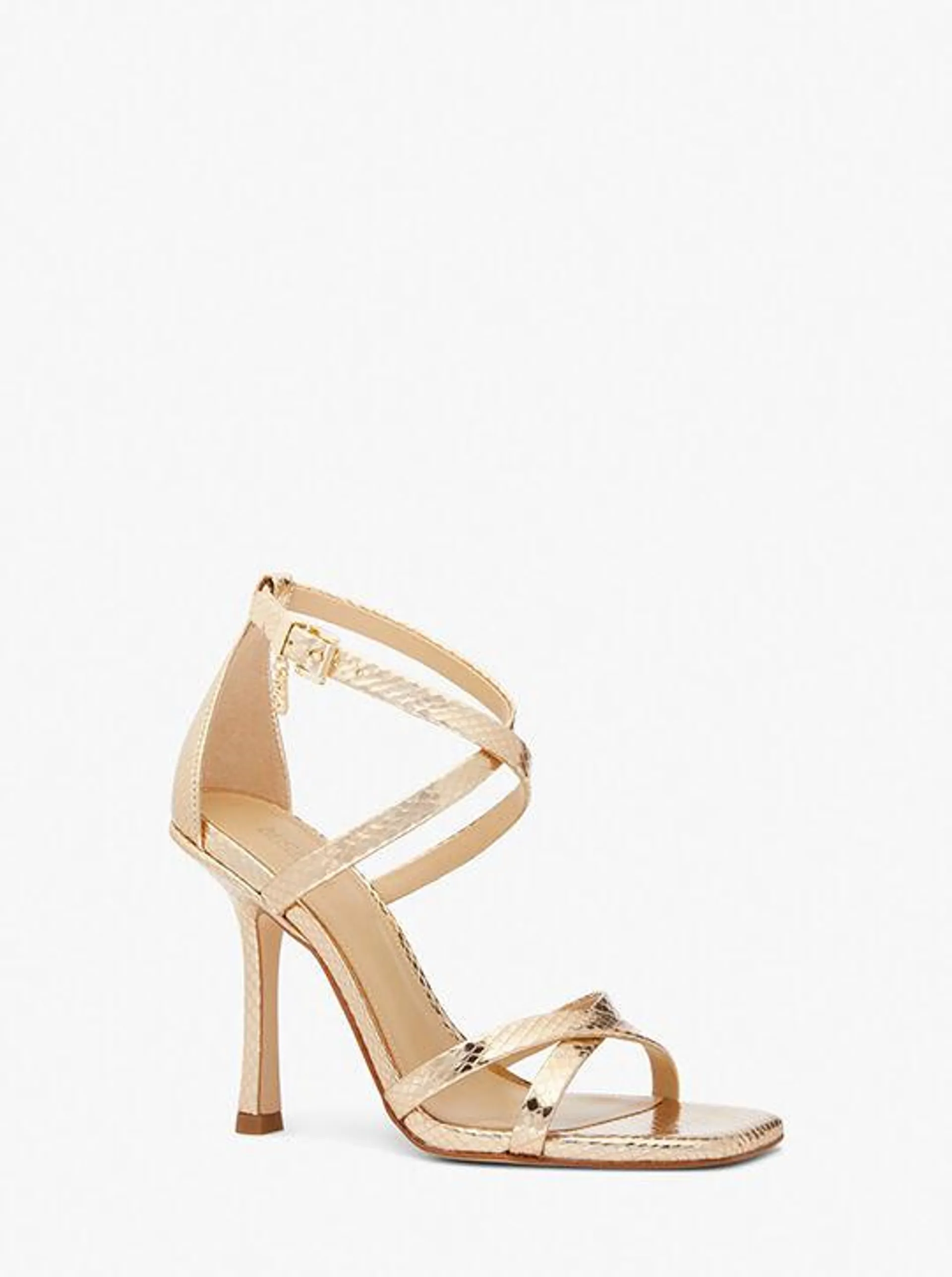 Celia Metallic Snake Embossed Leather Sandal