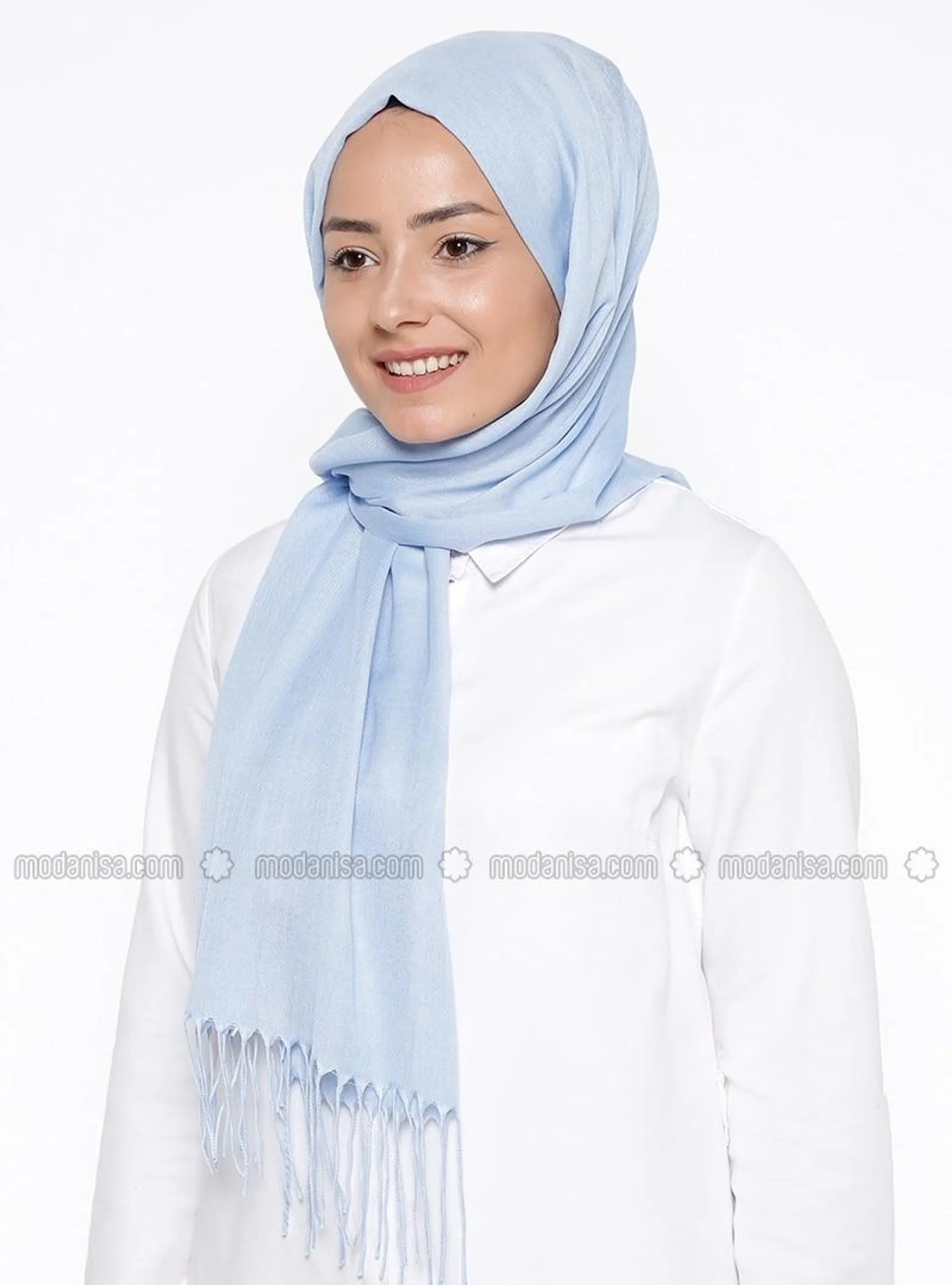 Blue - Plain - Pashmina - Shawl