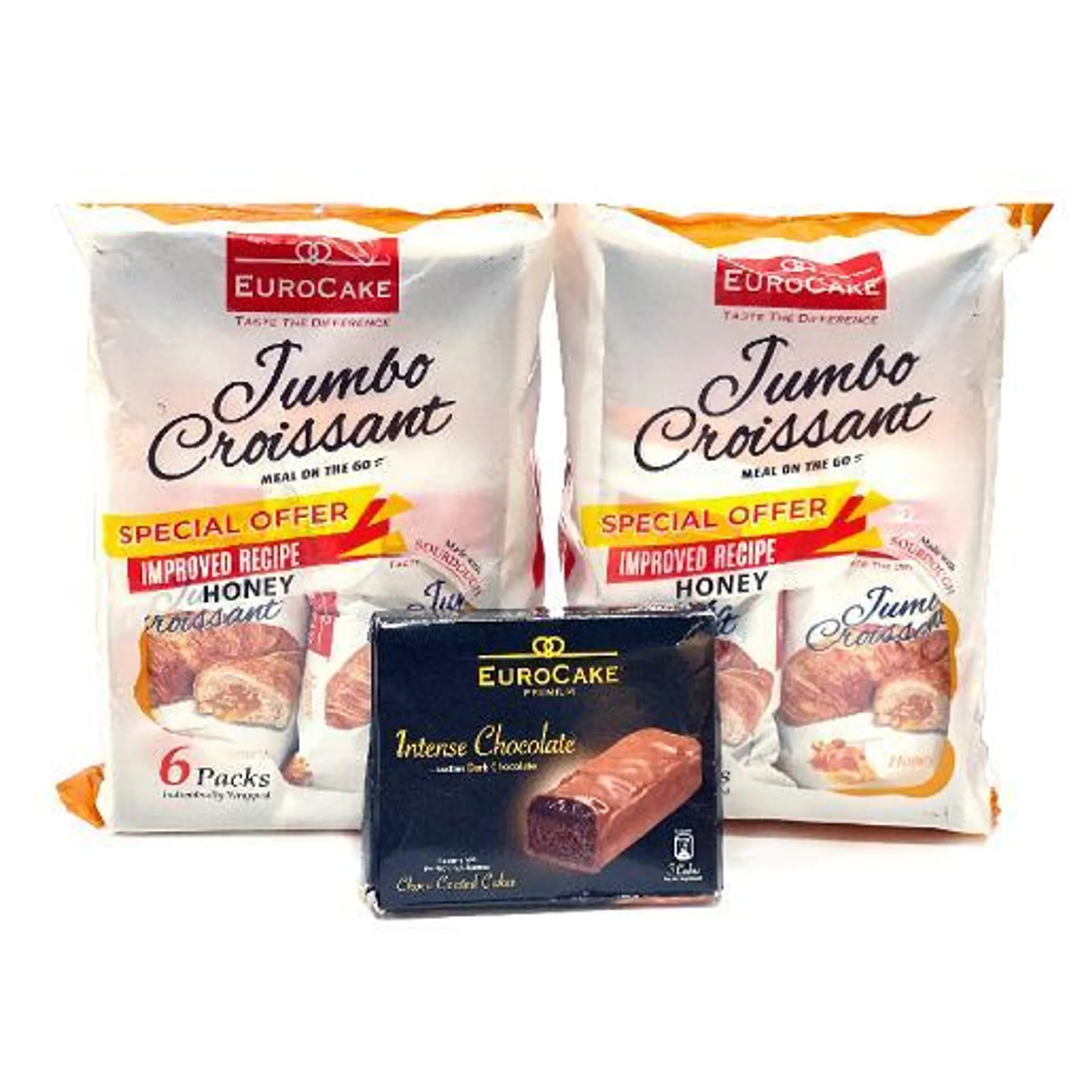 Euro Cake Jumbo Croissant Honey 12pc x 55gm + 3pc Cake Free