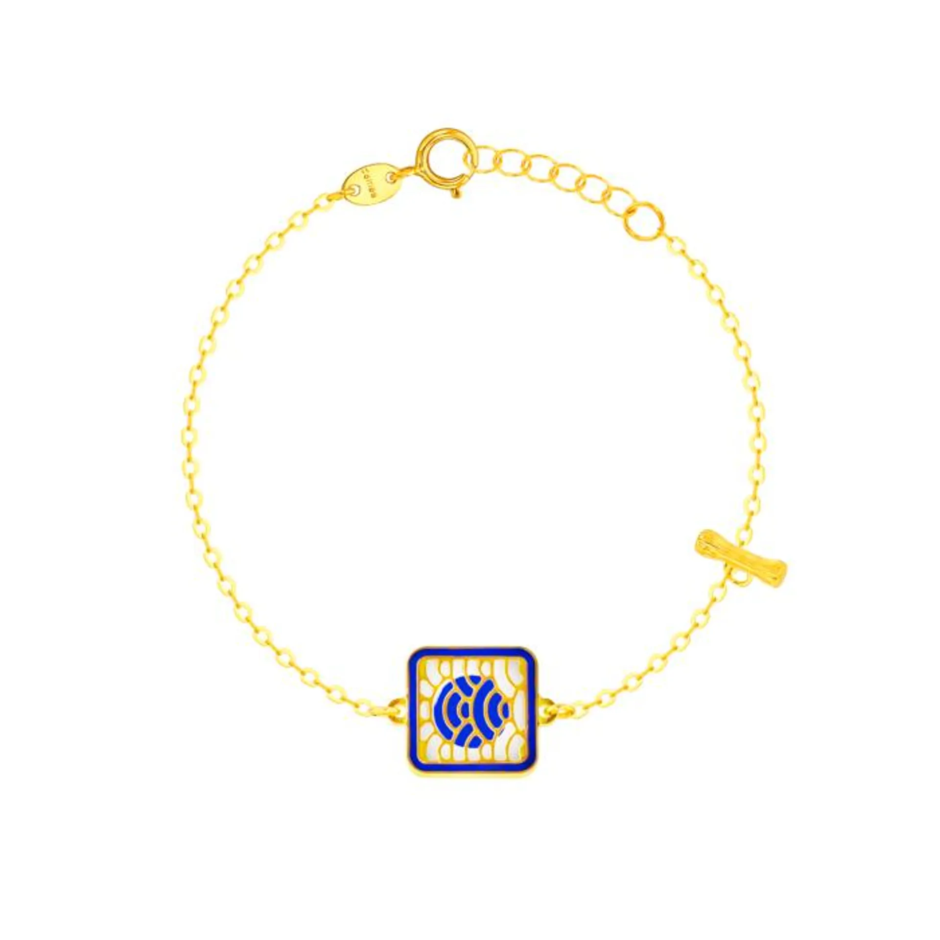 Amelia Tokyo Single T Bar Two Faced 18K Yellow Gold Bracelet