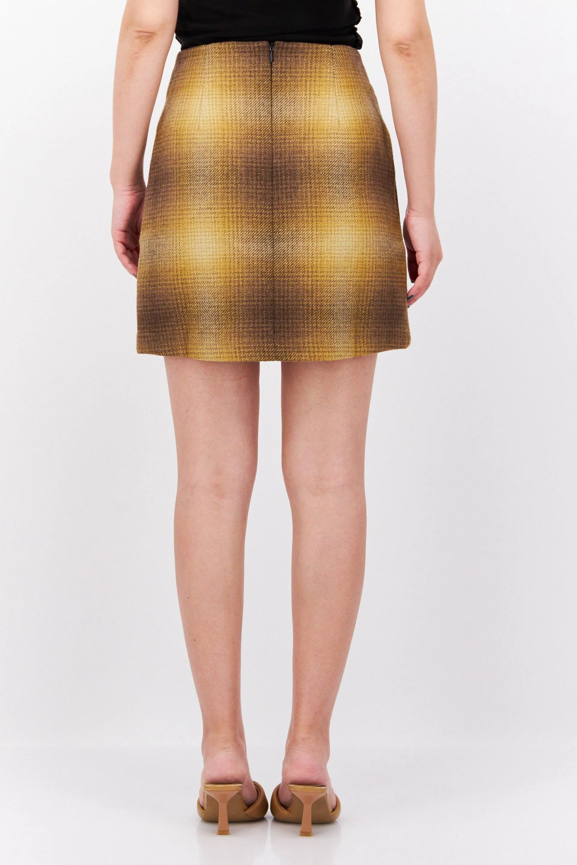 Women Plaid Mini Skirt, Brown