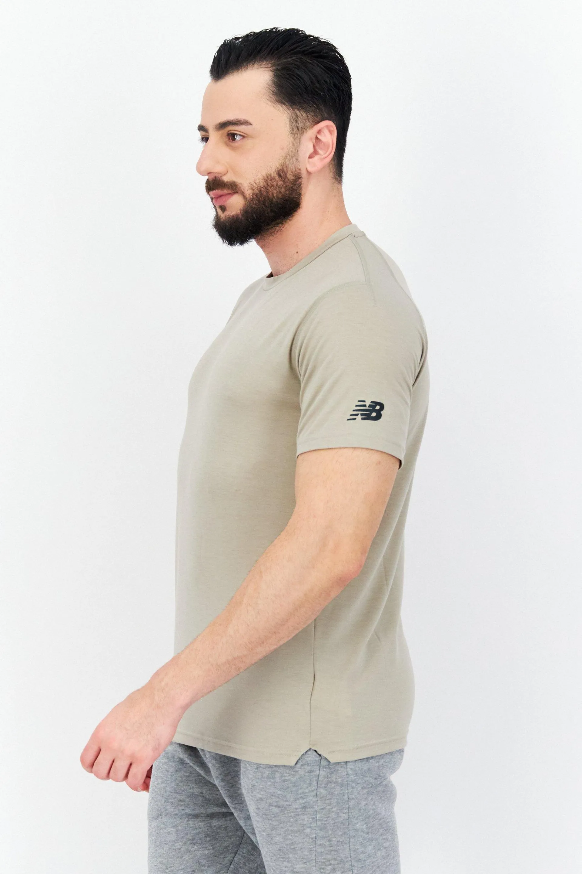 Men Sportswear Fit Short Sleeves Running T-Shirt, Tan