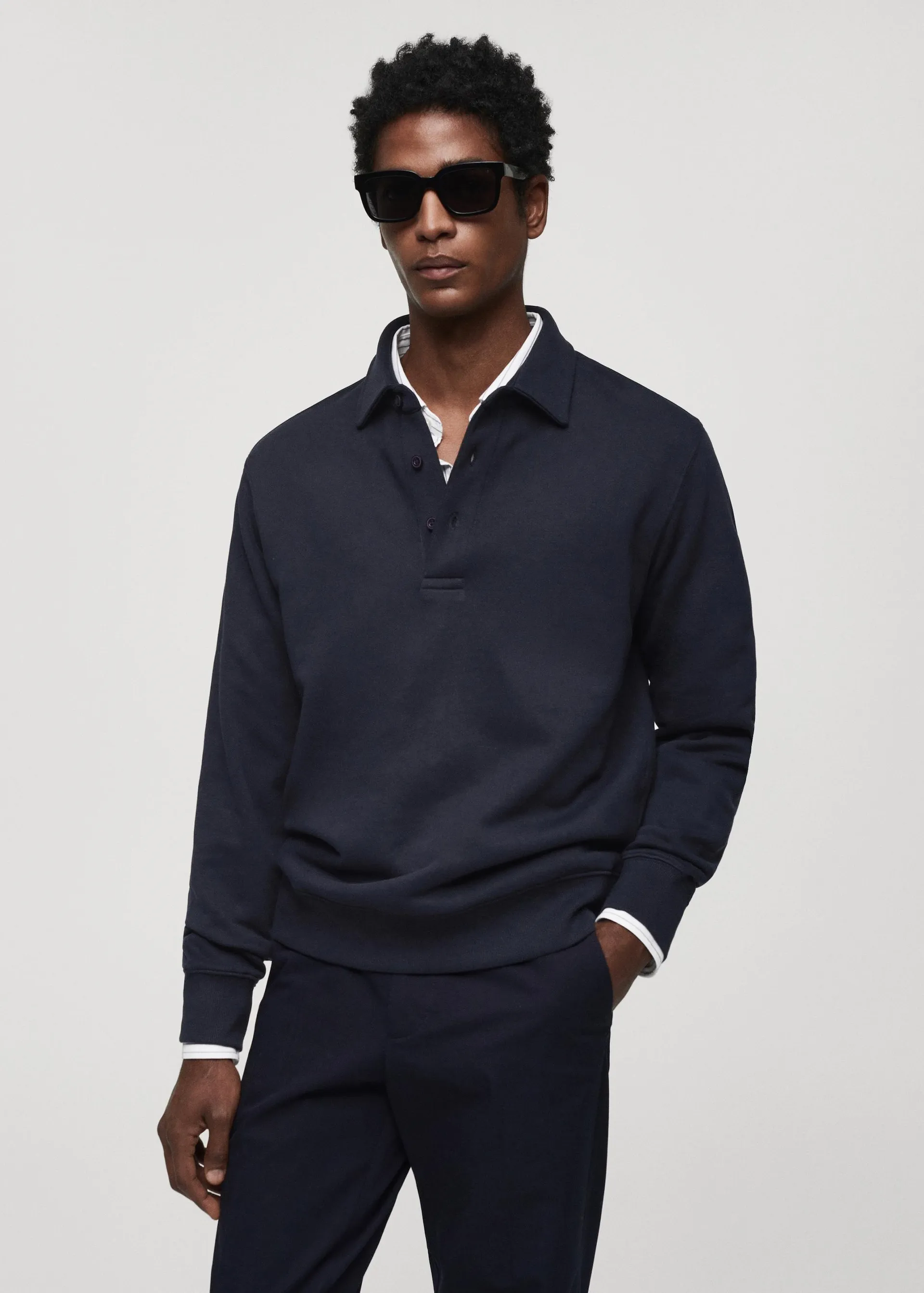 Cotton polo sweatshirt