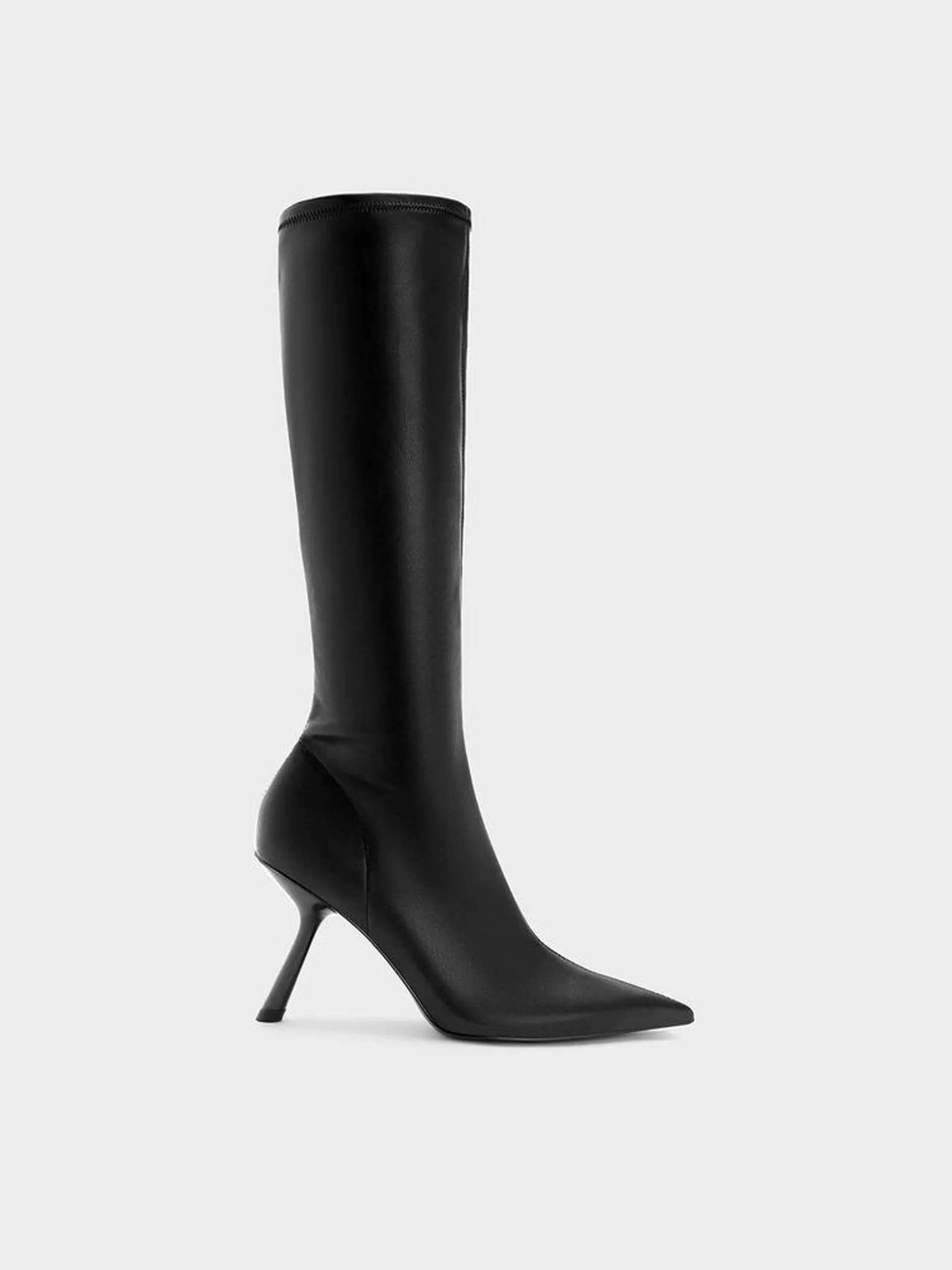 Slant-Heel Knee-High Boots