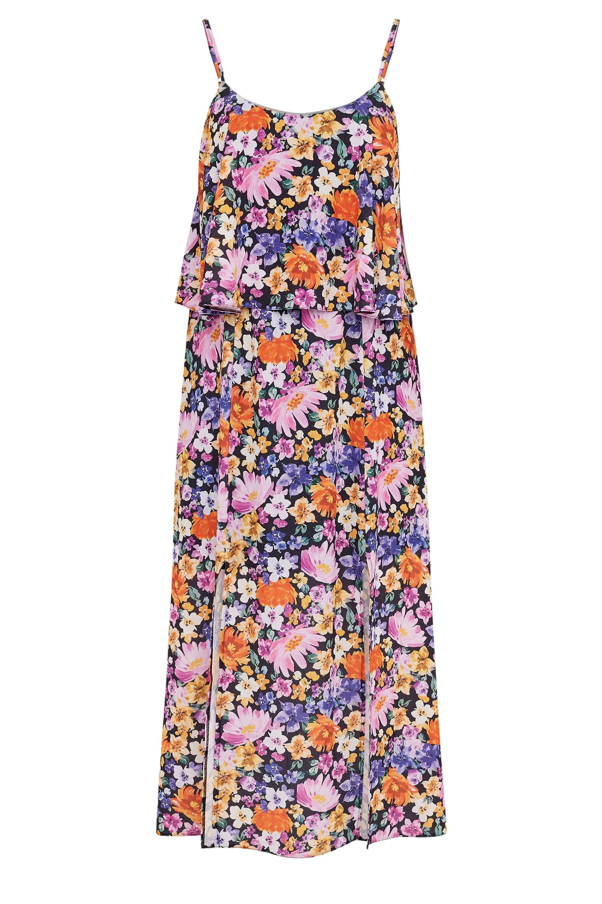 YOURS LONDON Curve Black Floral Print Overlay Maxi Dress