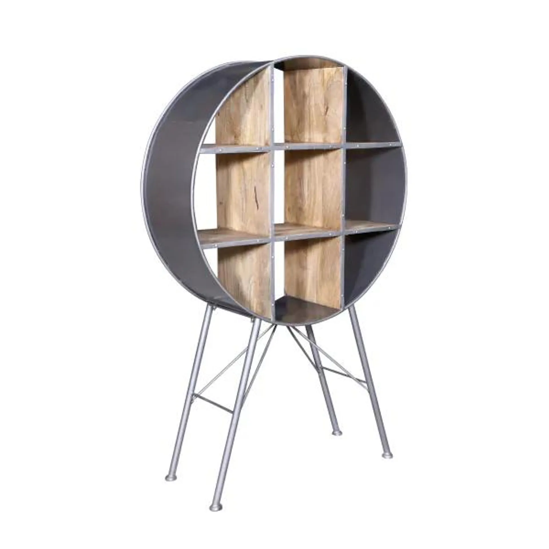 Iron Wooden Round Bookshelf (Q1033 L88)