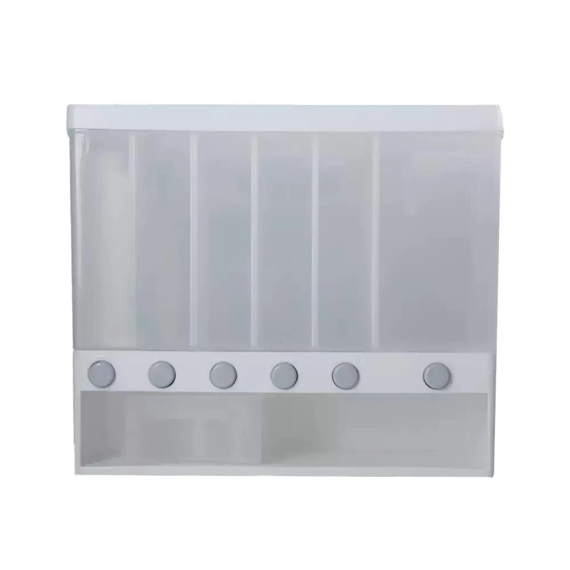 Multifunctional Kitchen Grain Dispenser Plastic Compartment Wall-Mounted Storage Box- White