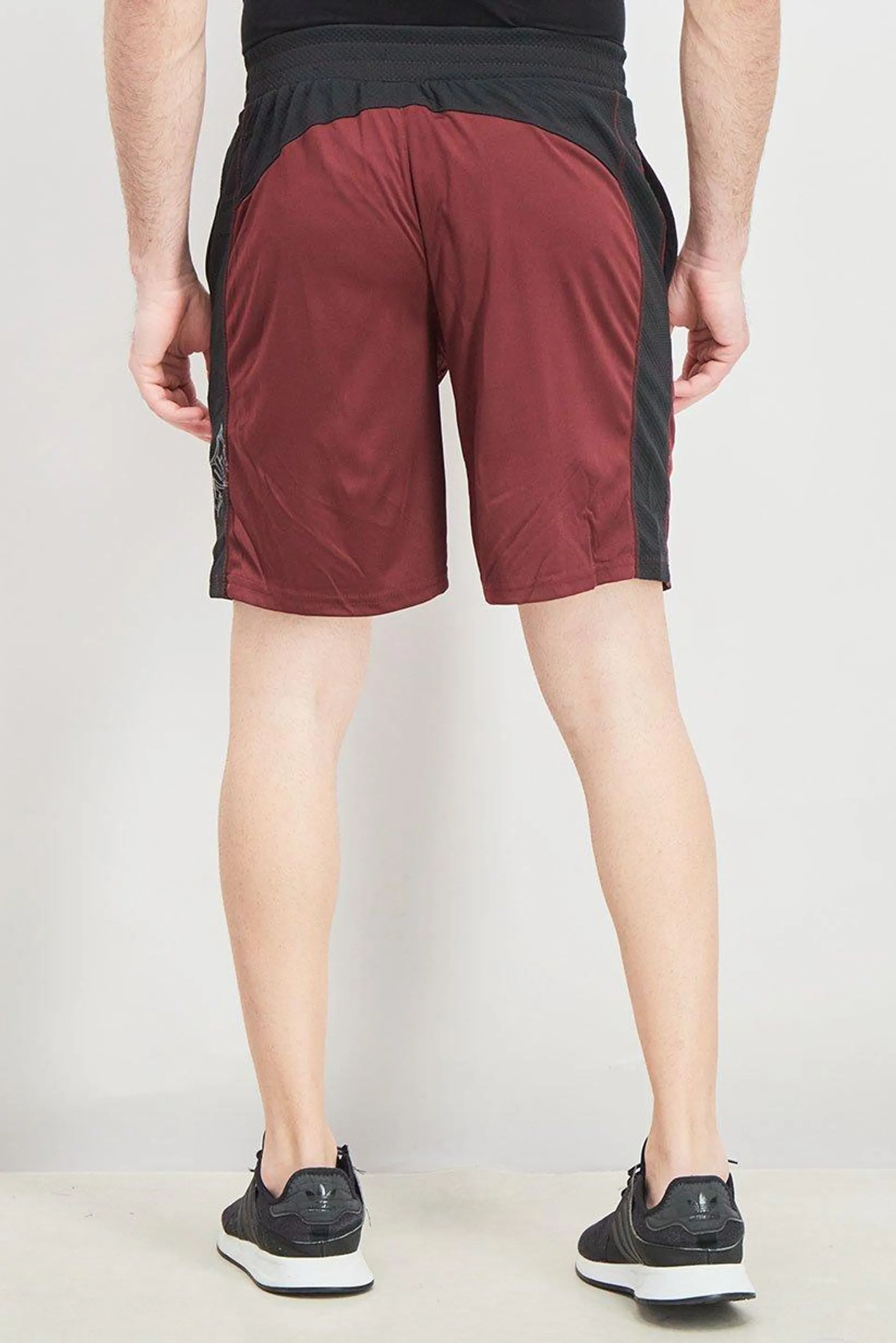 Men Sport Fit Training Short, Maroon and Black