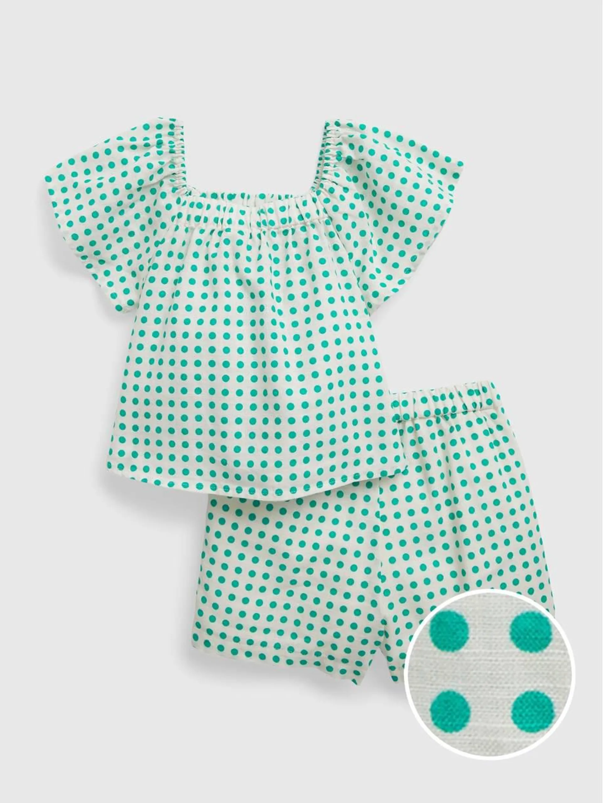 Toddler Linen-Cotton Flutter Sleeve Outfit Set