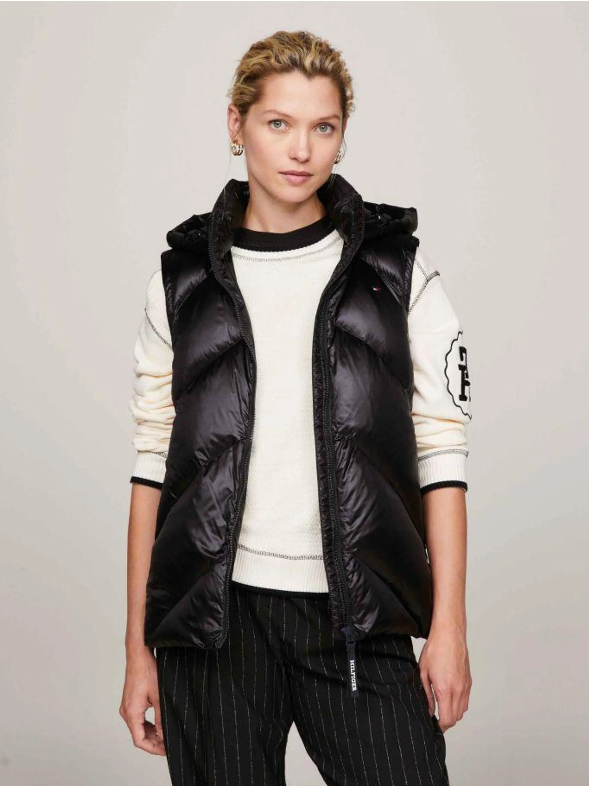 Chevron Padded Hooded Vest