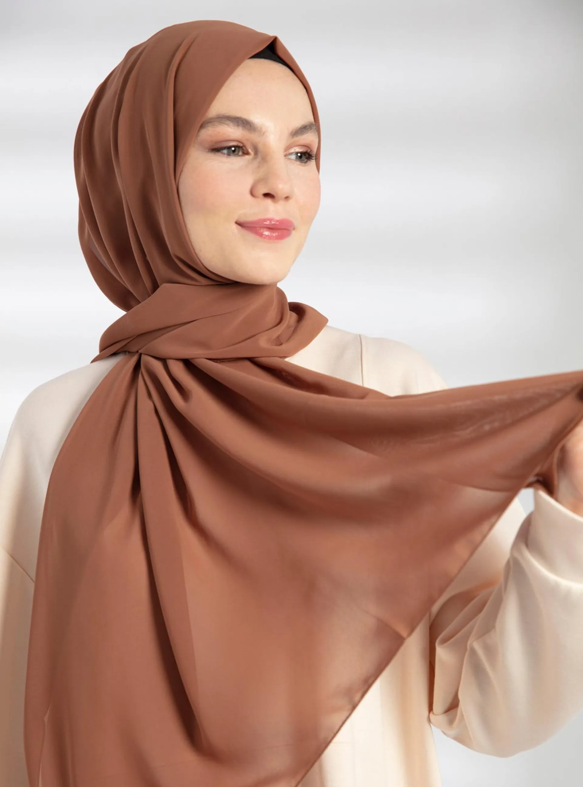 Brown - Plain - Rayon - Shawl