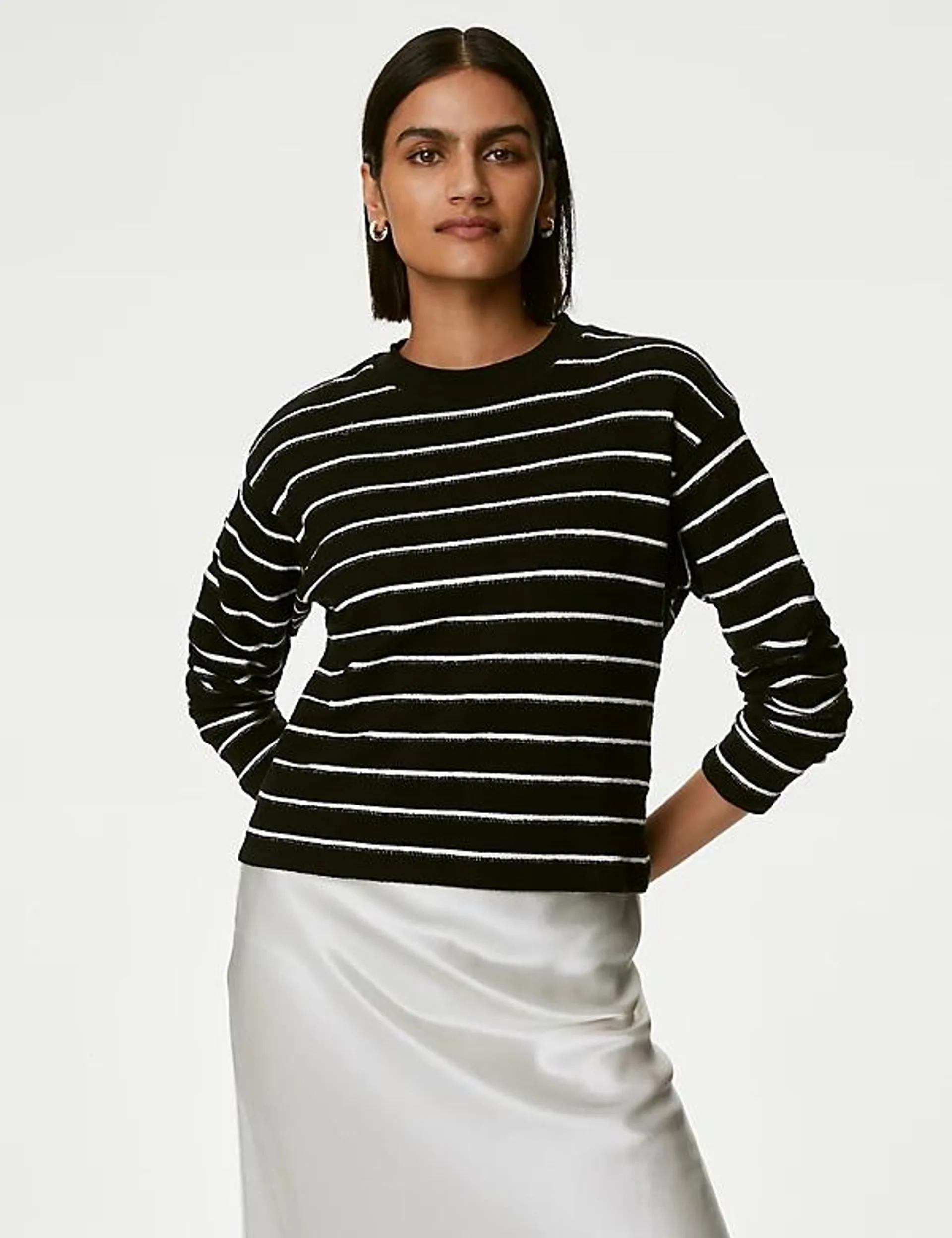 Cotton Rich Textured Striped Top