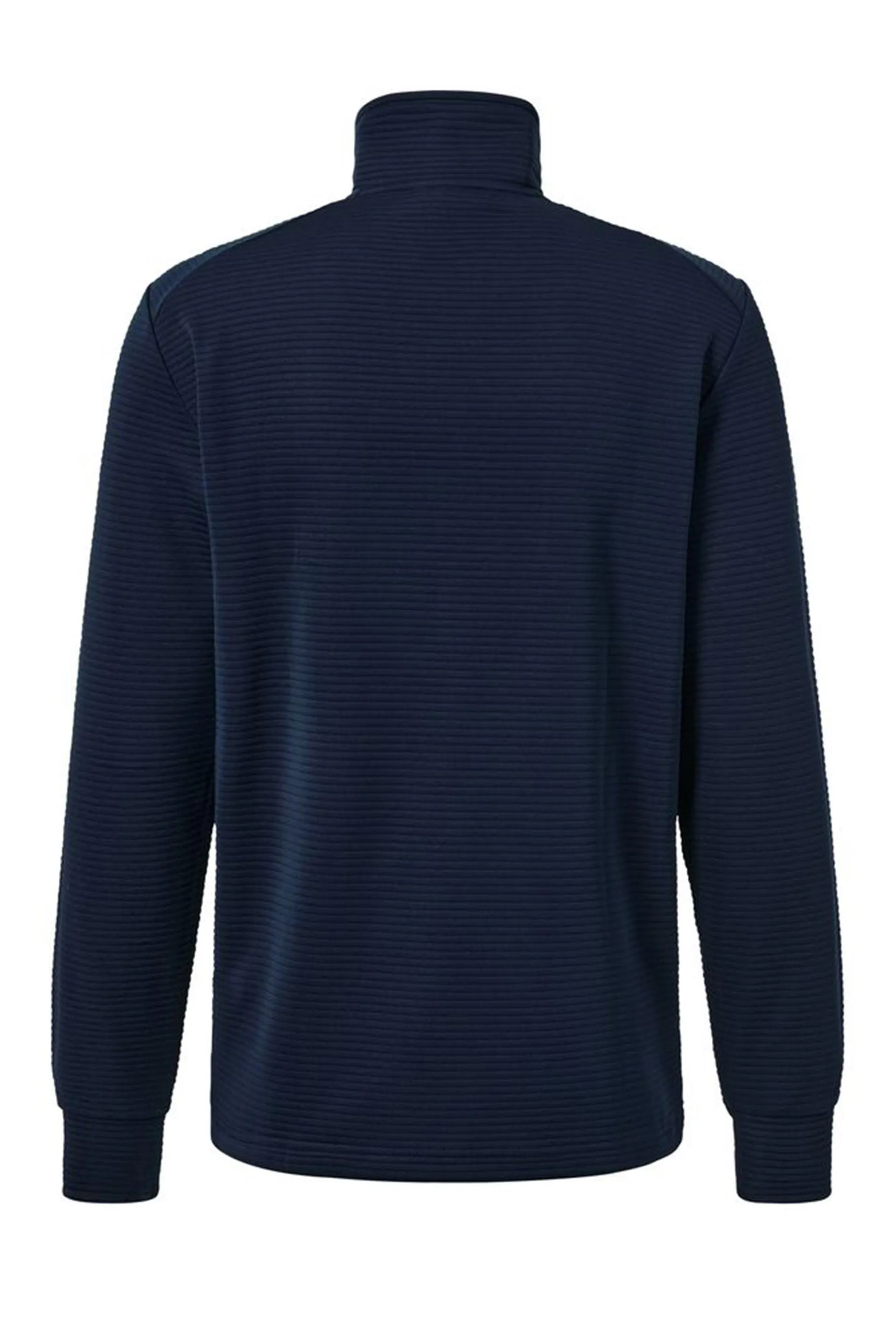 Men Full Zipper Long Sleeve Textured Sweatshirt, Navy