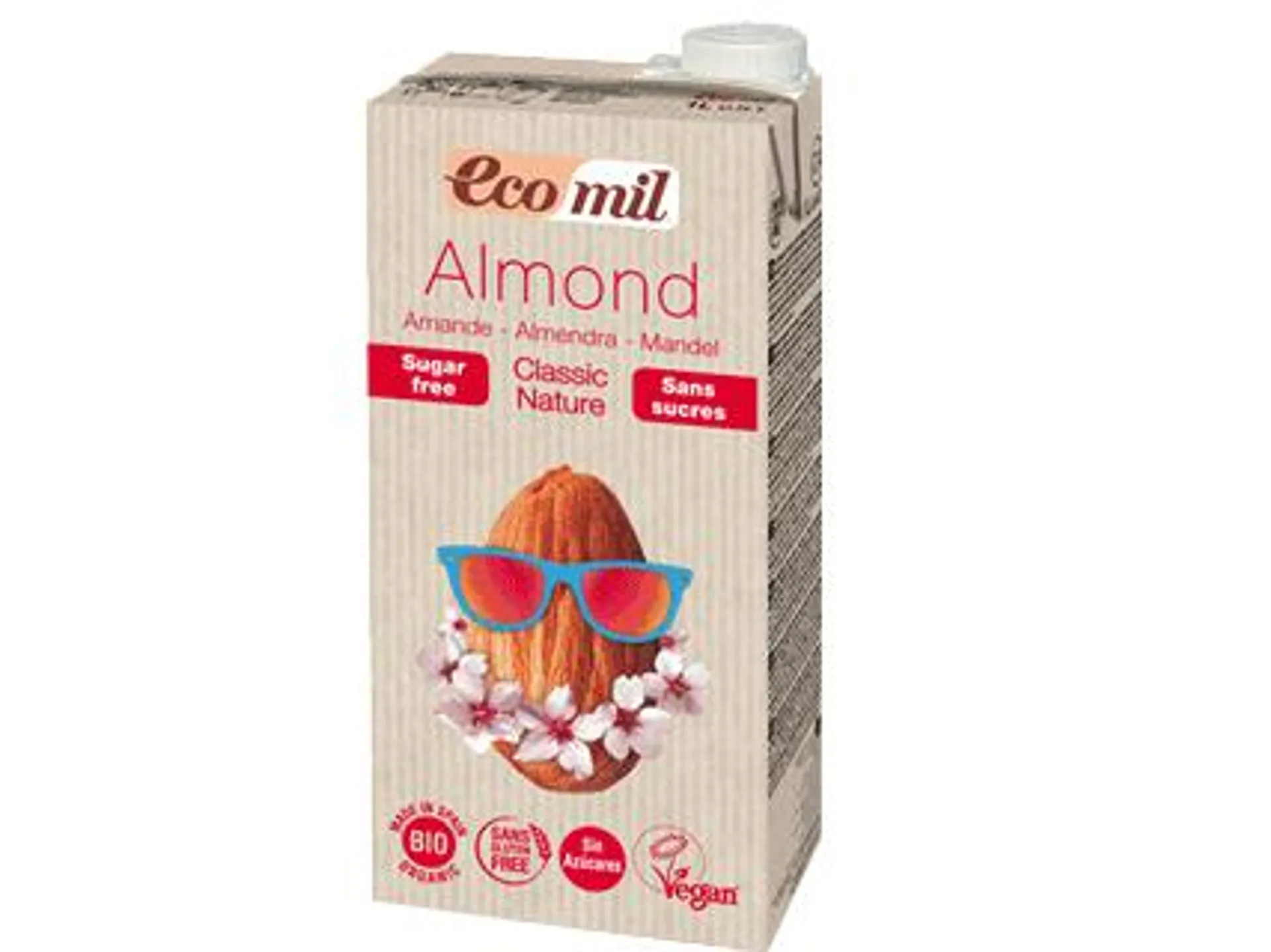 Ecomil Organic Almond Milk Classic 1L Sugar Free , Gluten Free, Vegan
